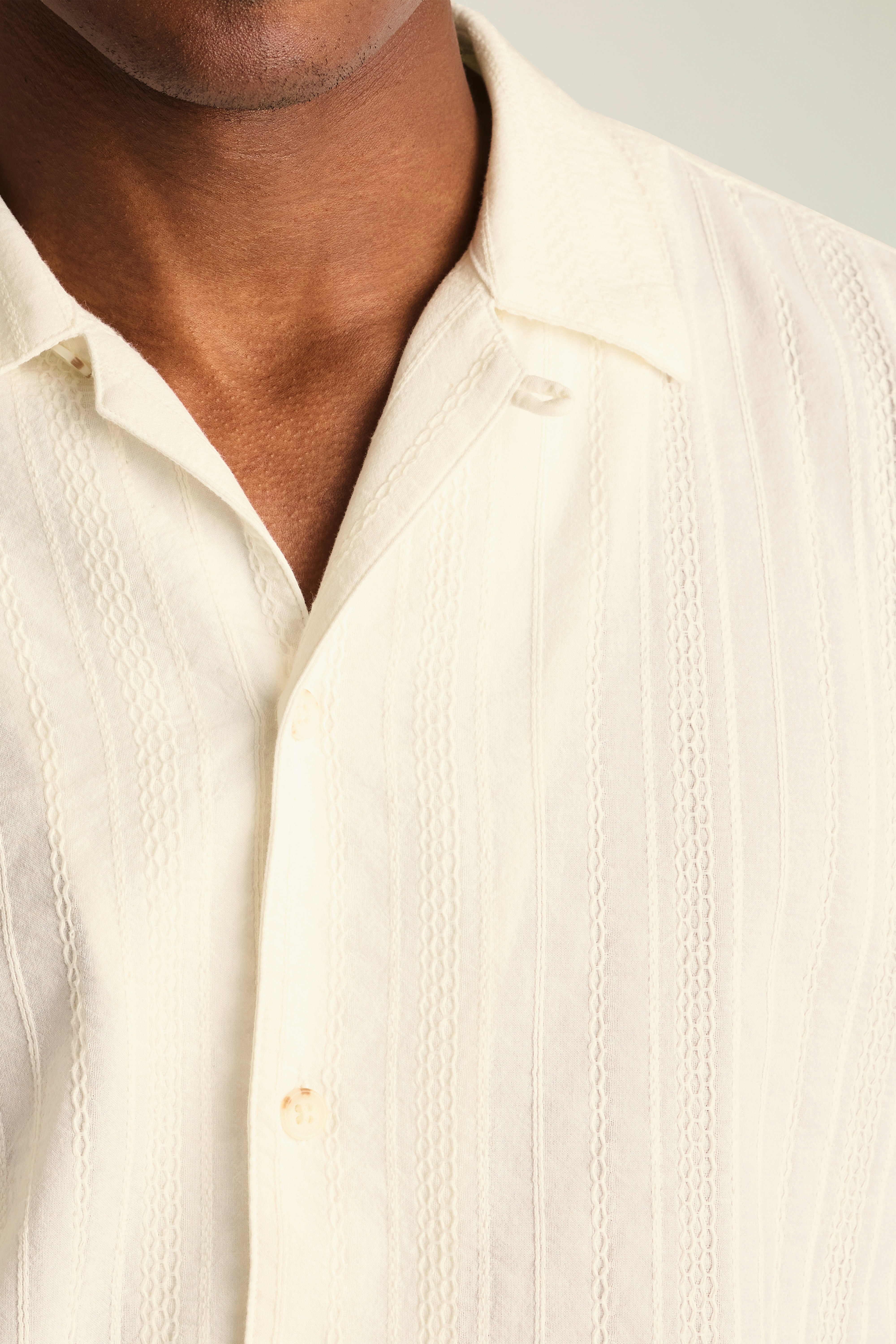 Riviera Cabana Shirt white braided texture stripe