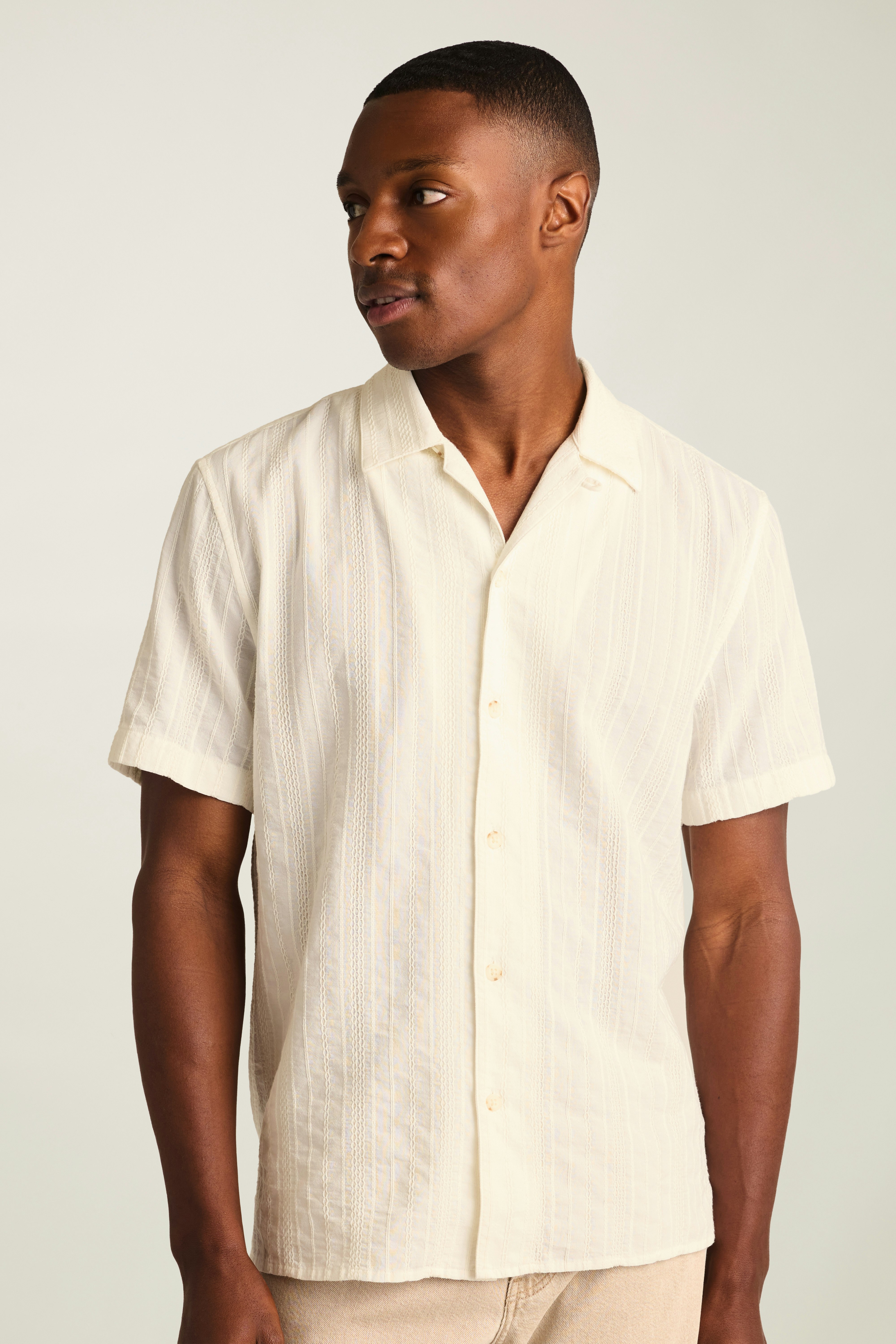 Riviera Cabana Shirt white braided texture stripe