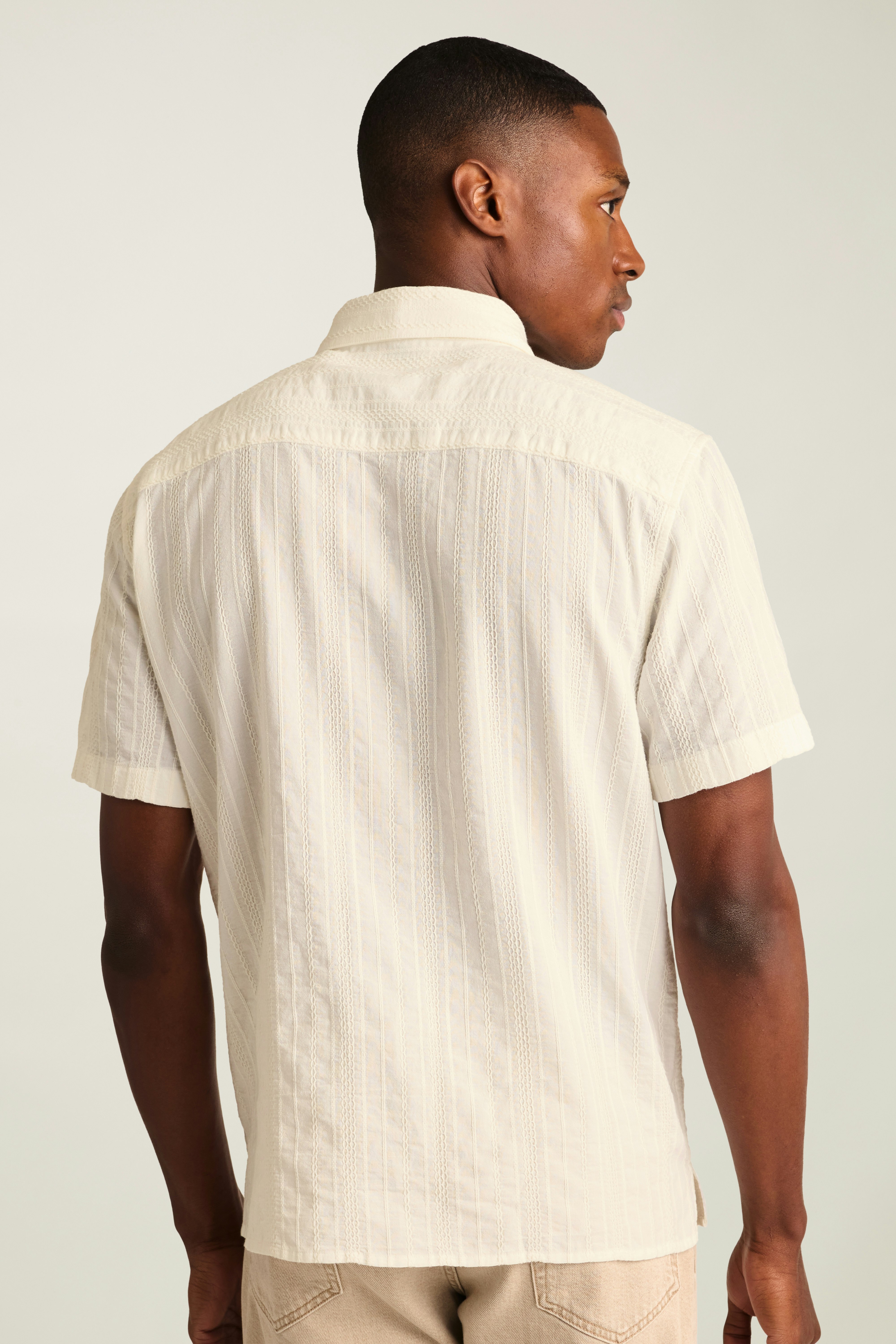 Riviera Cabana Shirt white braided texture stripe