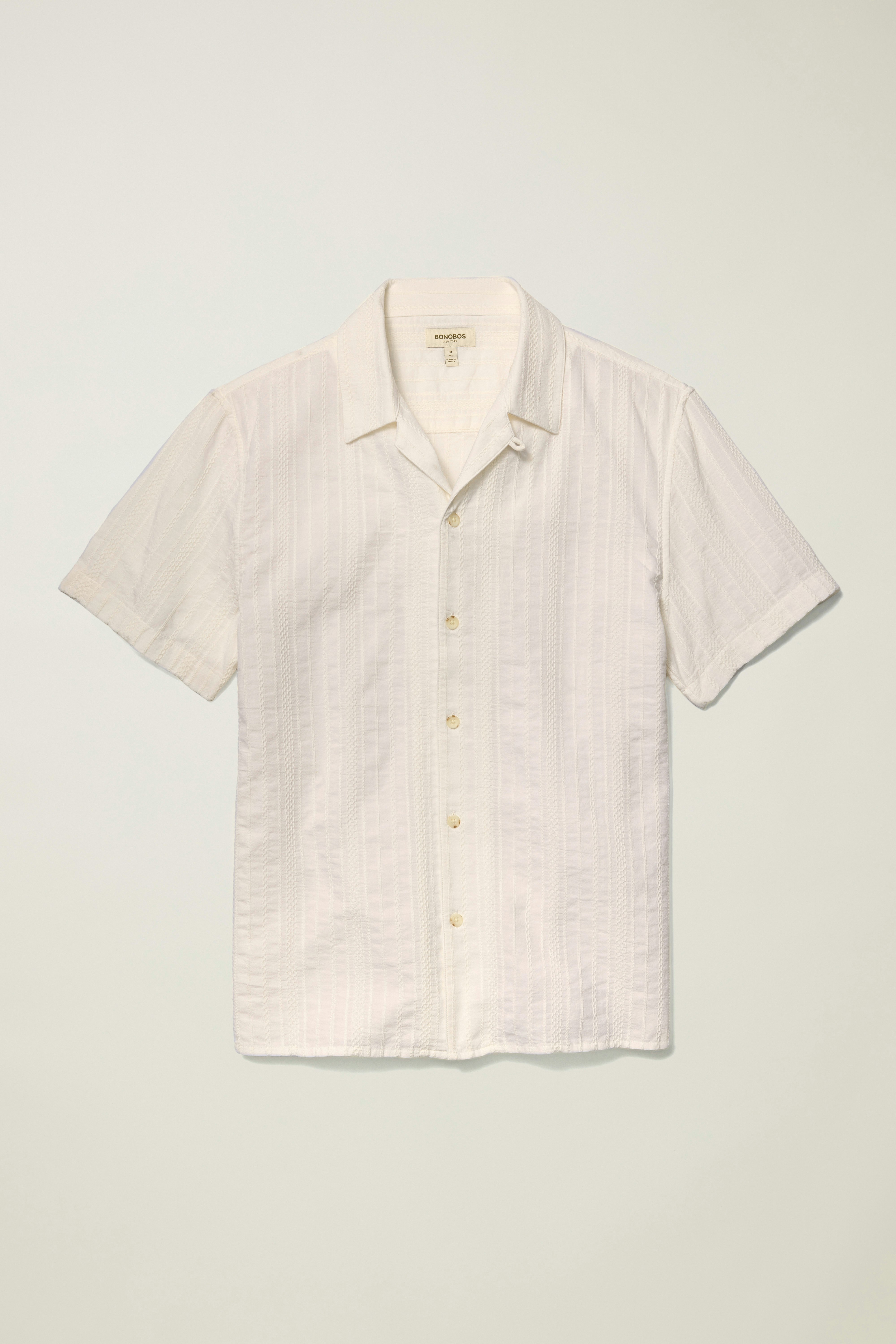 Riviera Cabana Shirt white braided texture stripe