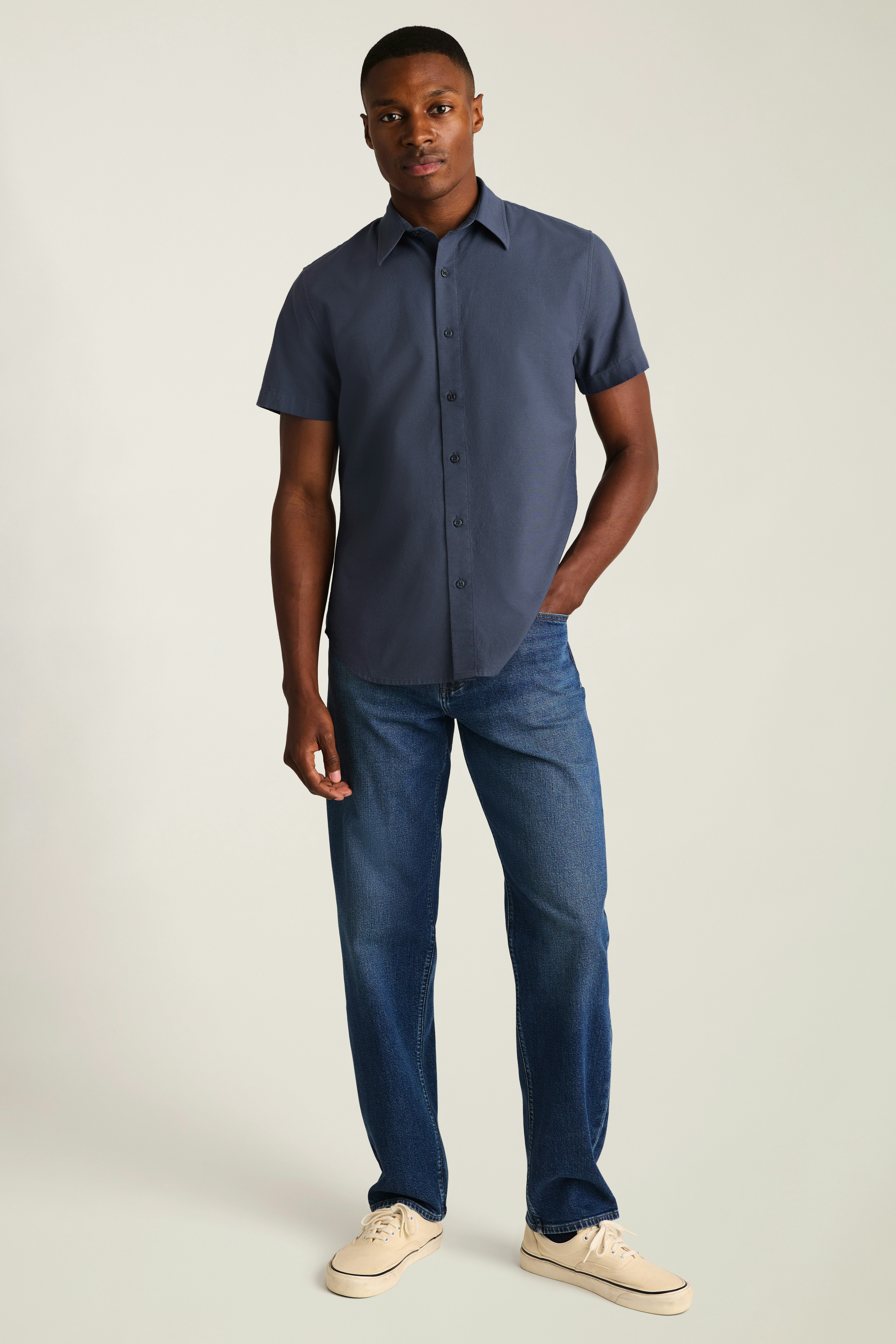 Riviera Short Sleeve Shirt dusty blue oxford