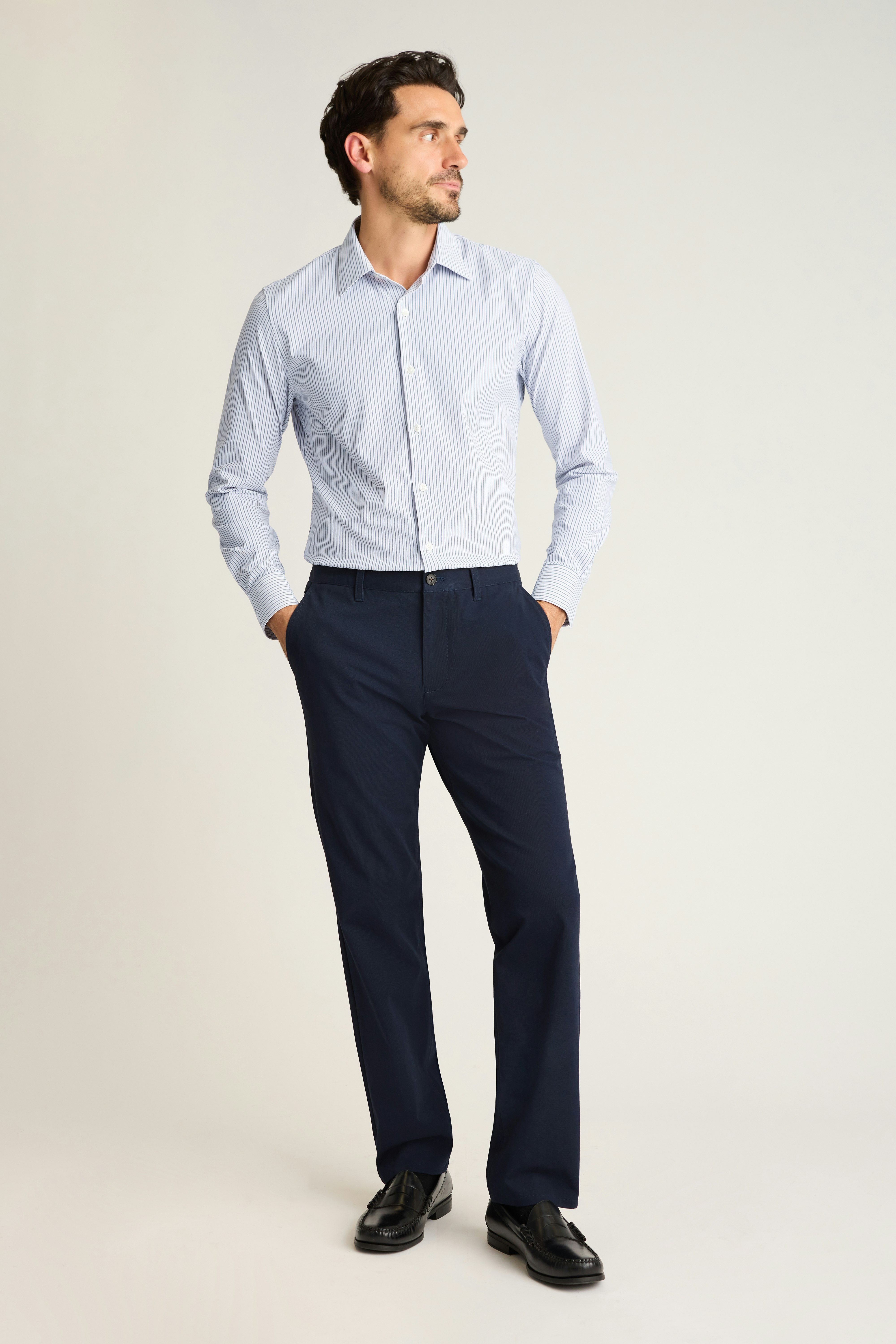 Tech Button Down Shirt blue lavender twill stripe