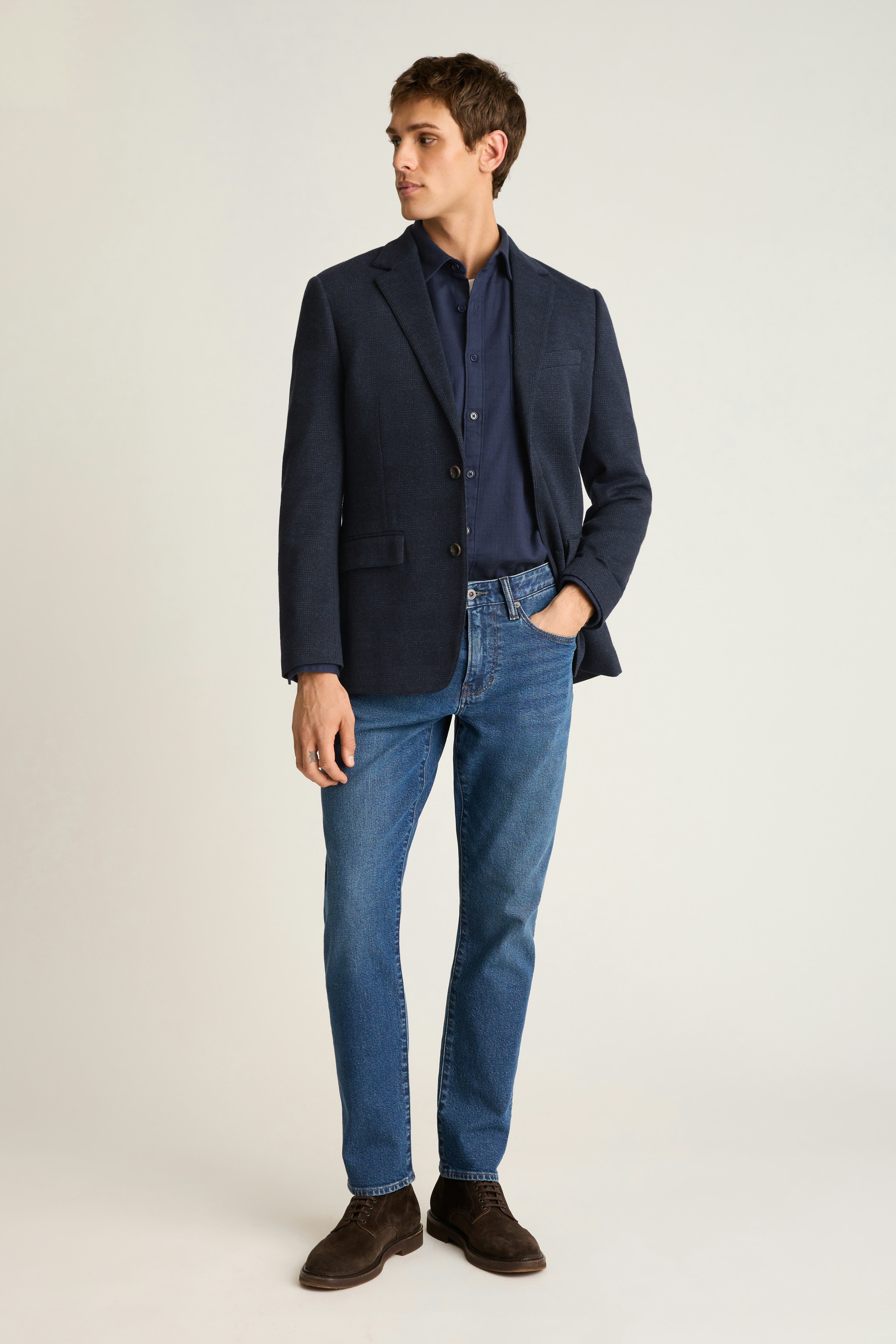 Jetsetter Knit Blazer navy blue glen check 1 Jetsetter Knit Blazer navy blue glen check