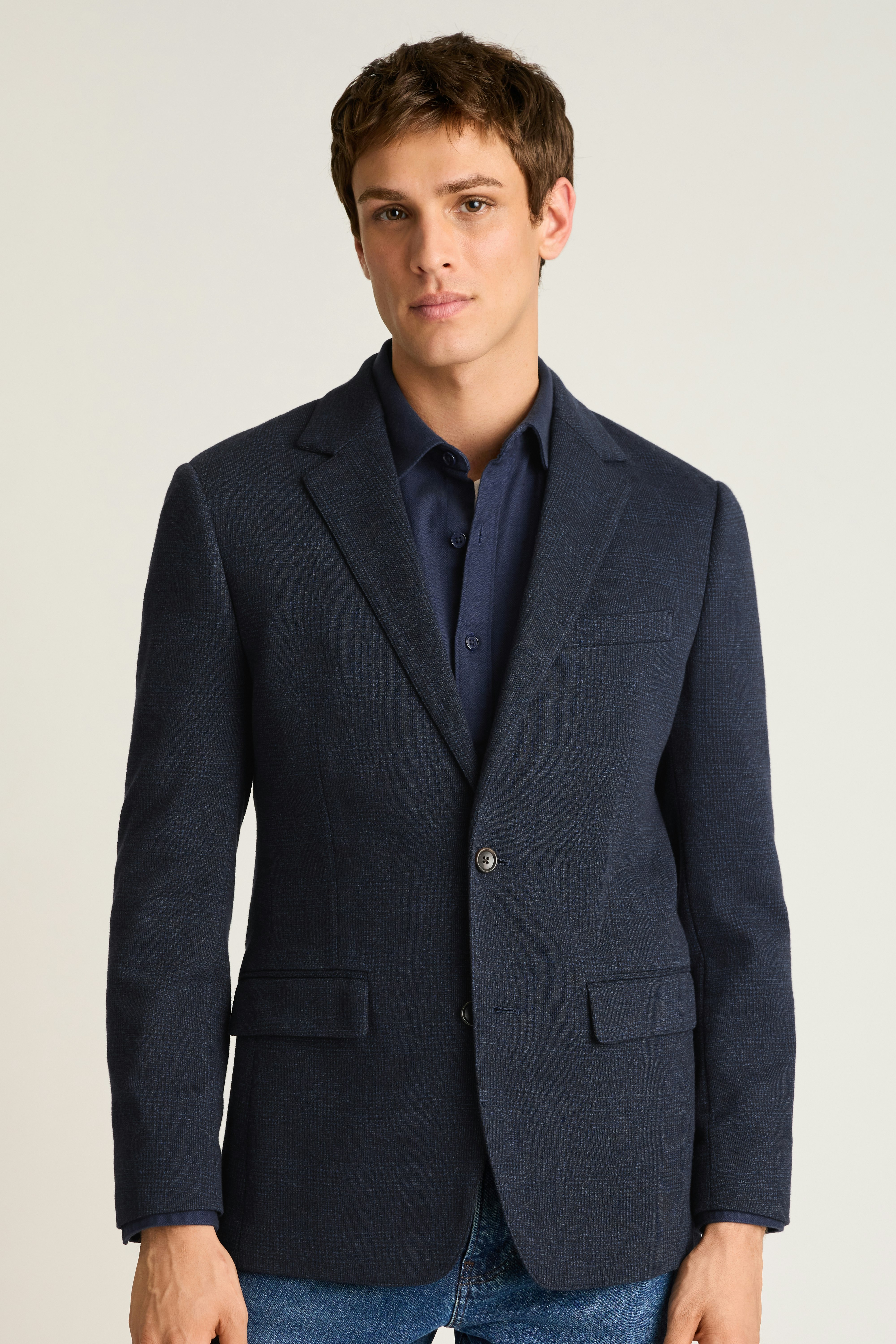 Jetsetter Knit Blazer navy blue glen check 3 Jetsetter Knit Blazer navy blue glen check