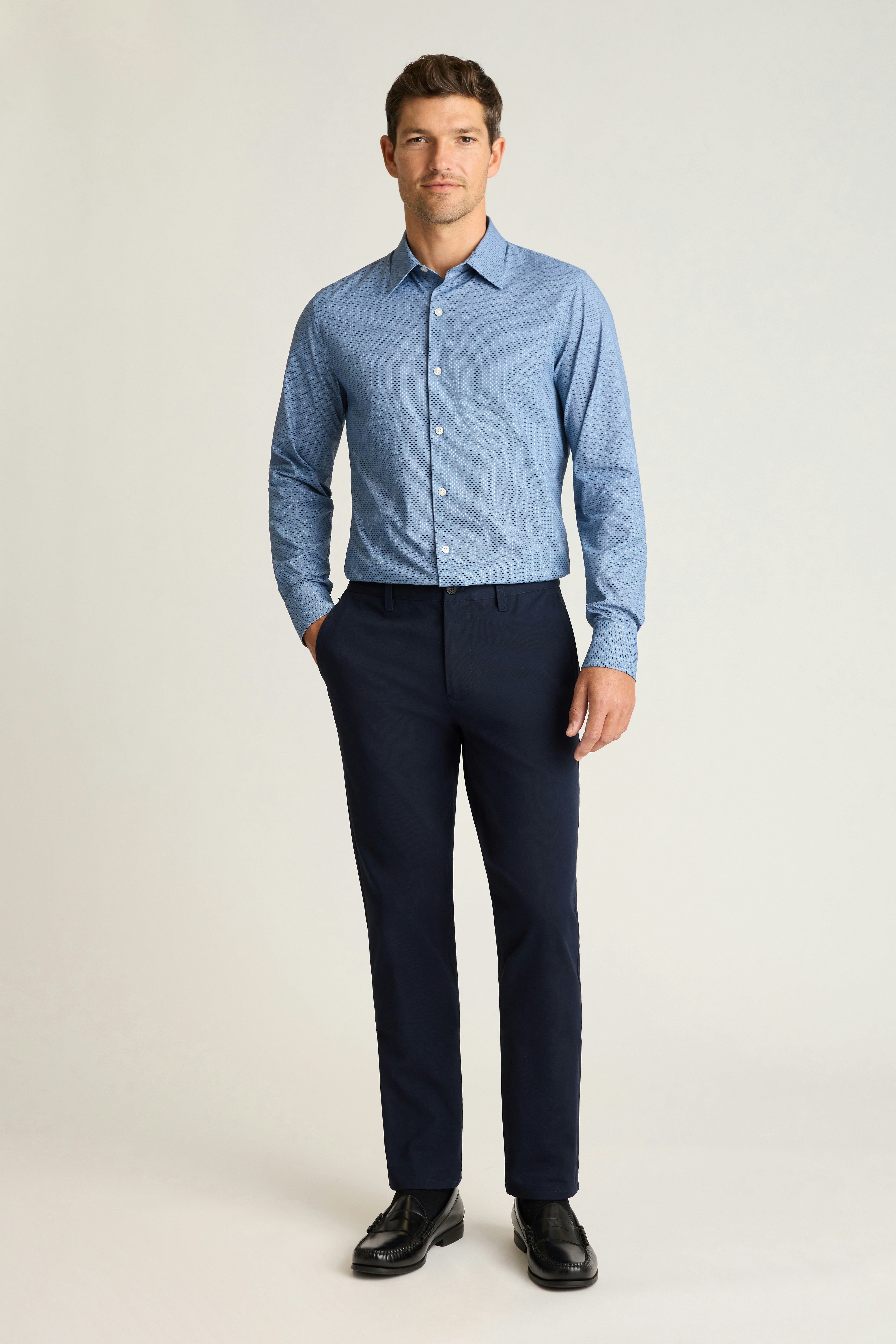 Tech Button Down Shirt navy greville texture