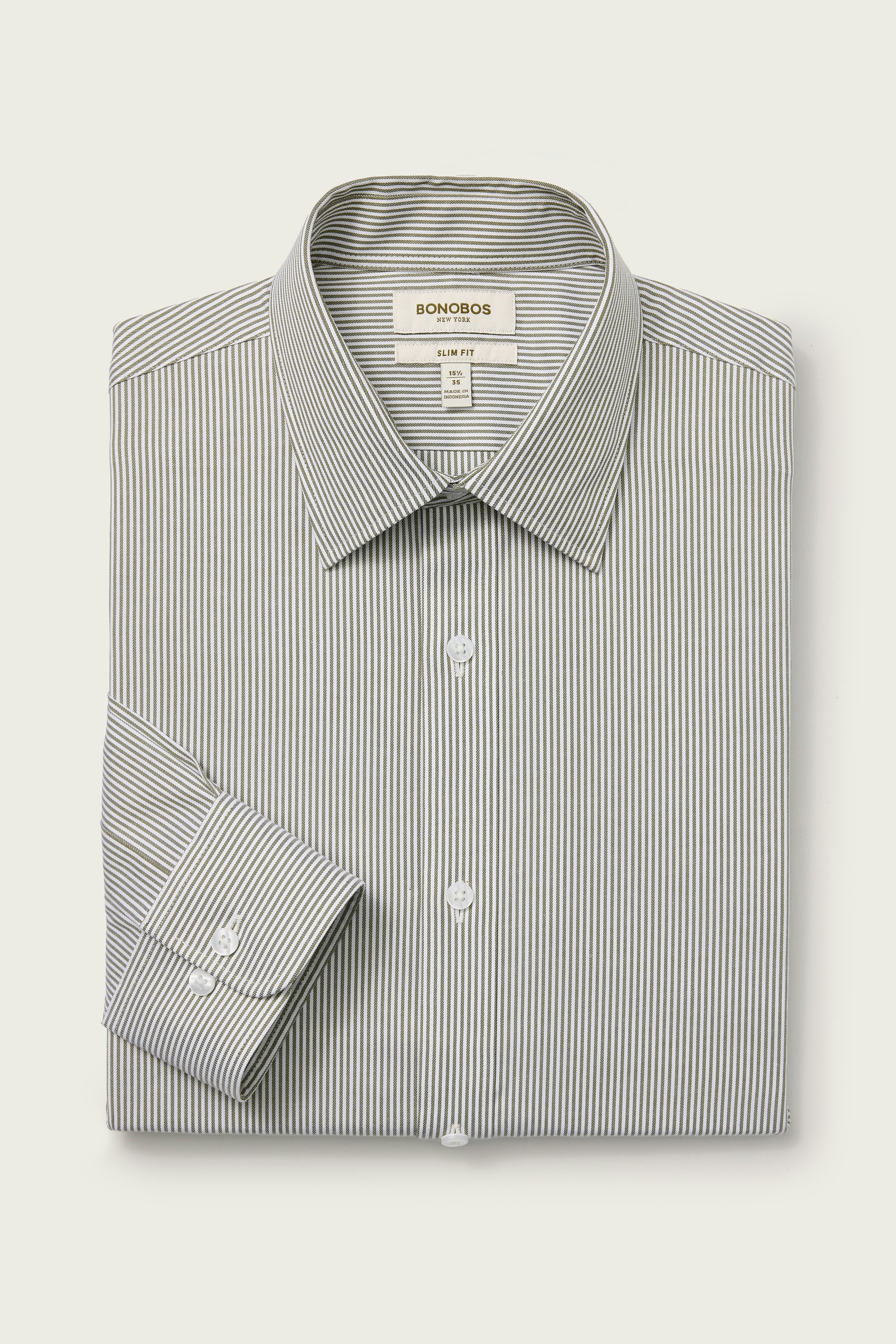 Weekday Warrior Dress Shirt olive melville stripe
