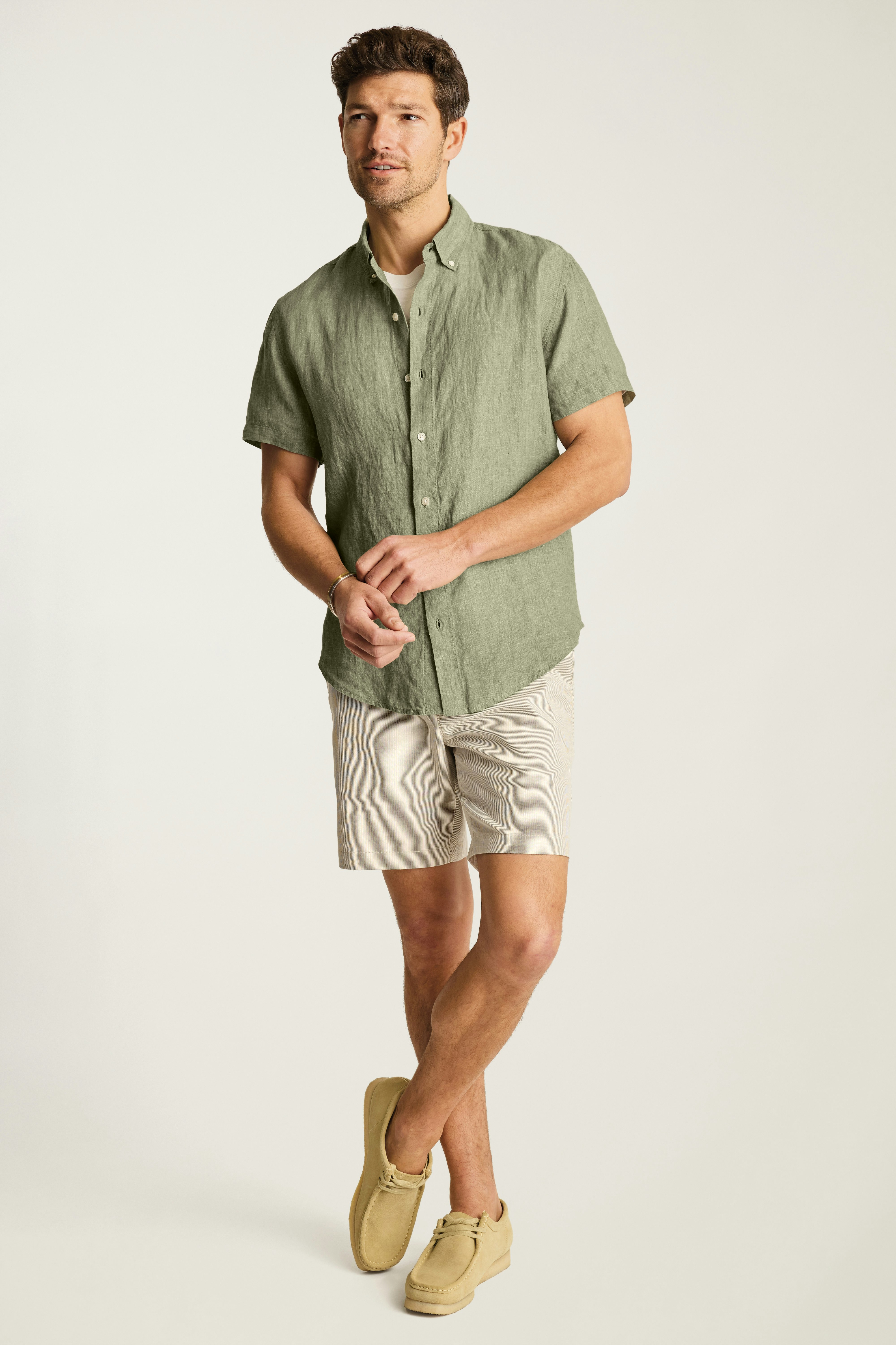 Riviera Linen Short Sleeve Shirt dusty green