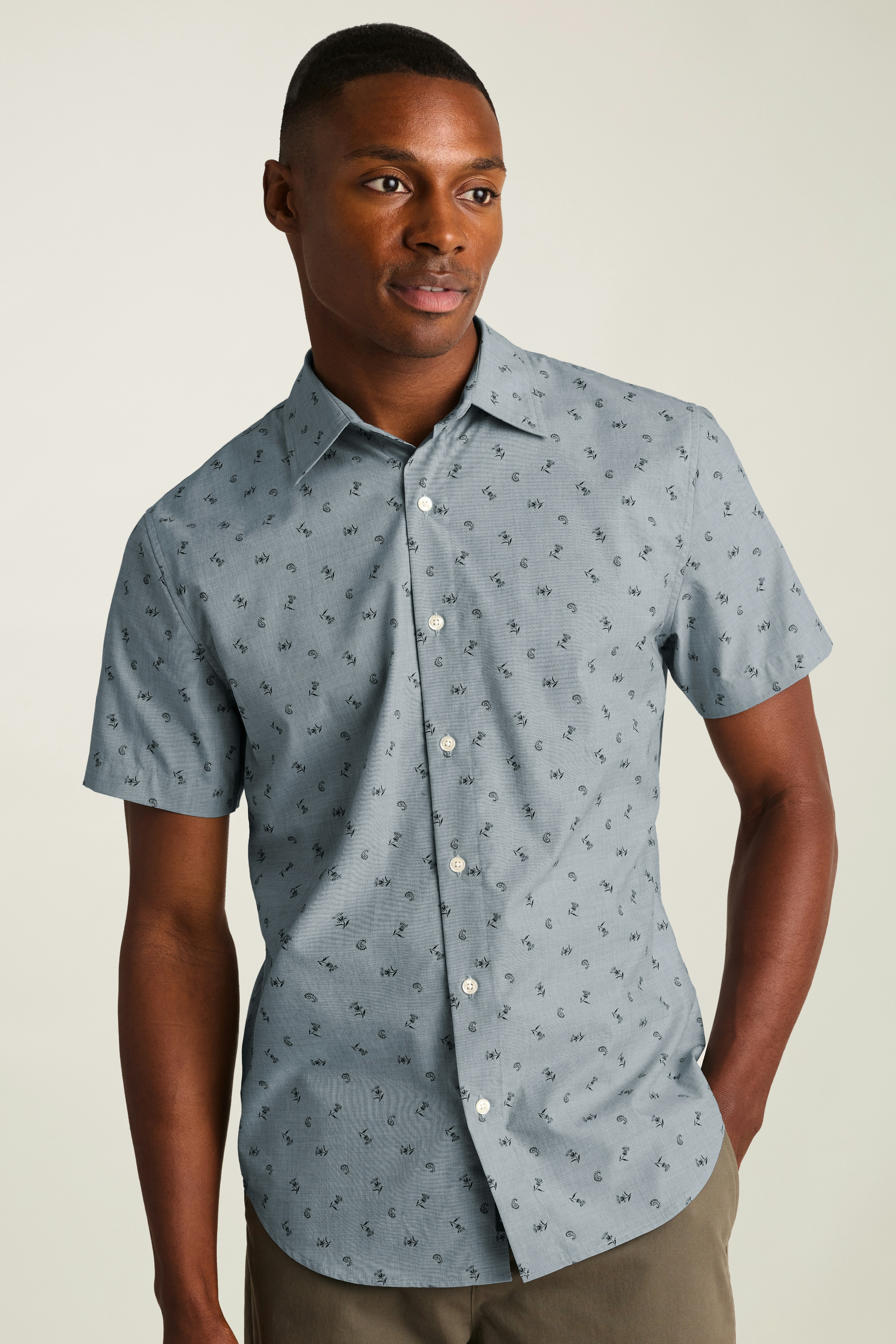 Riviera Short Sleeve Shirt blue paisley floral