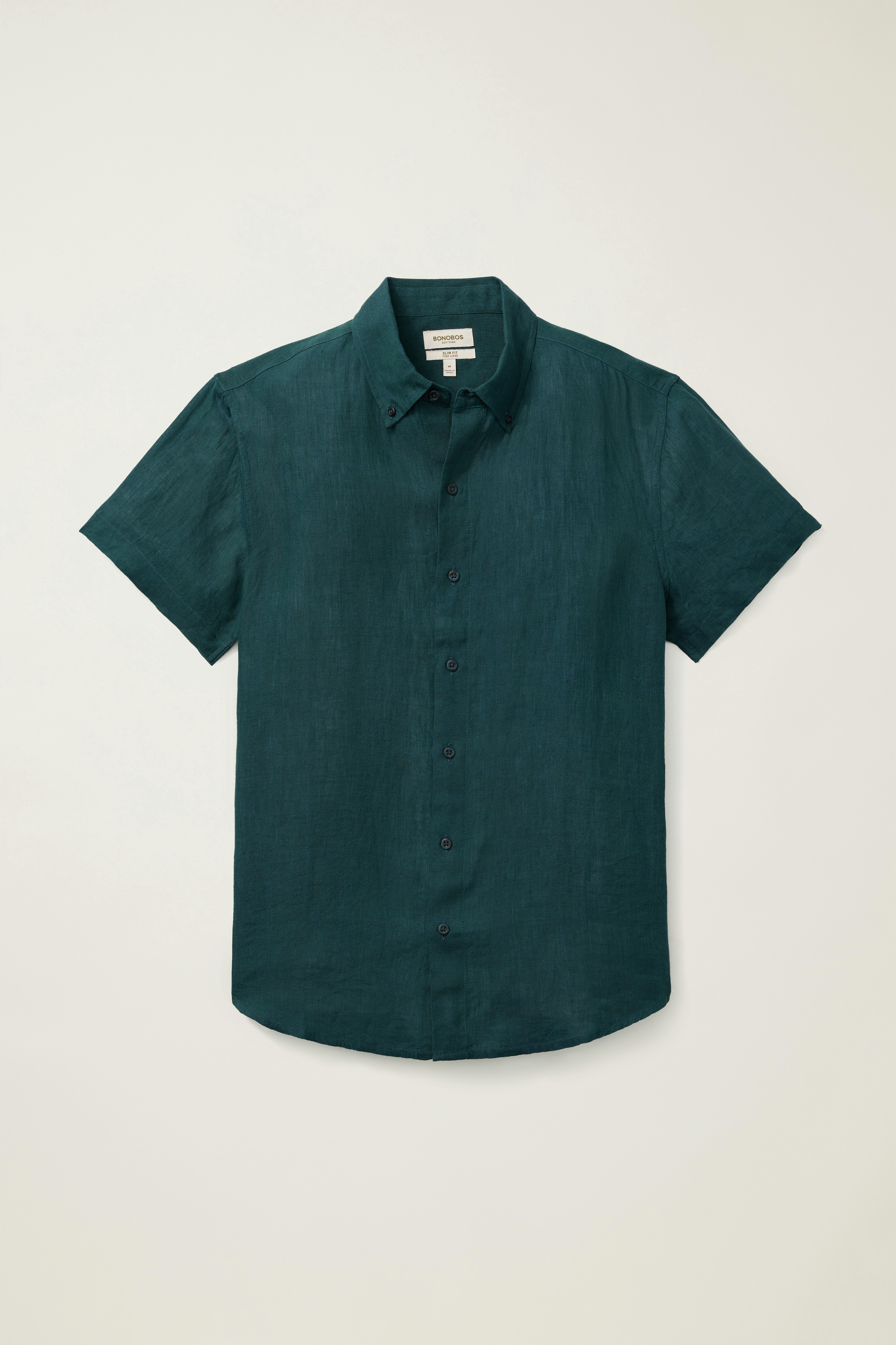 Riviera Linen Short Sleeve Shirt dark green
