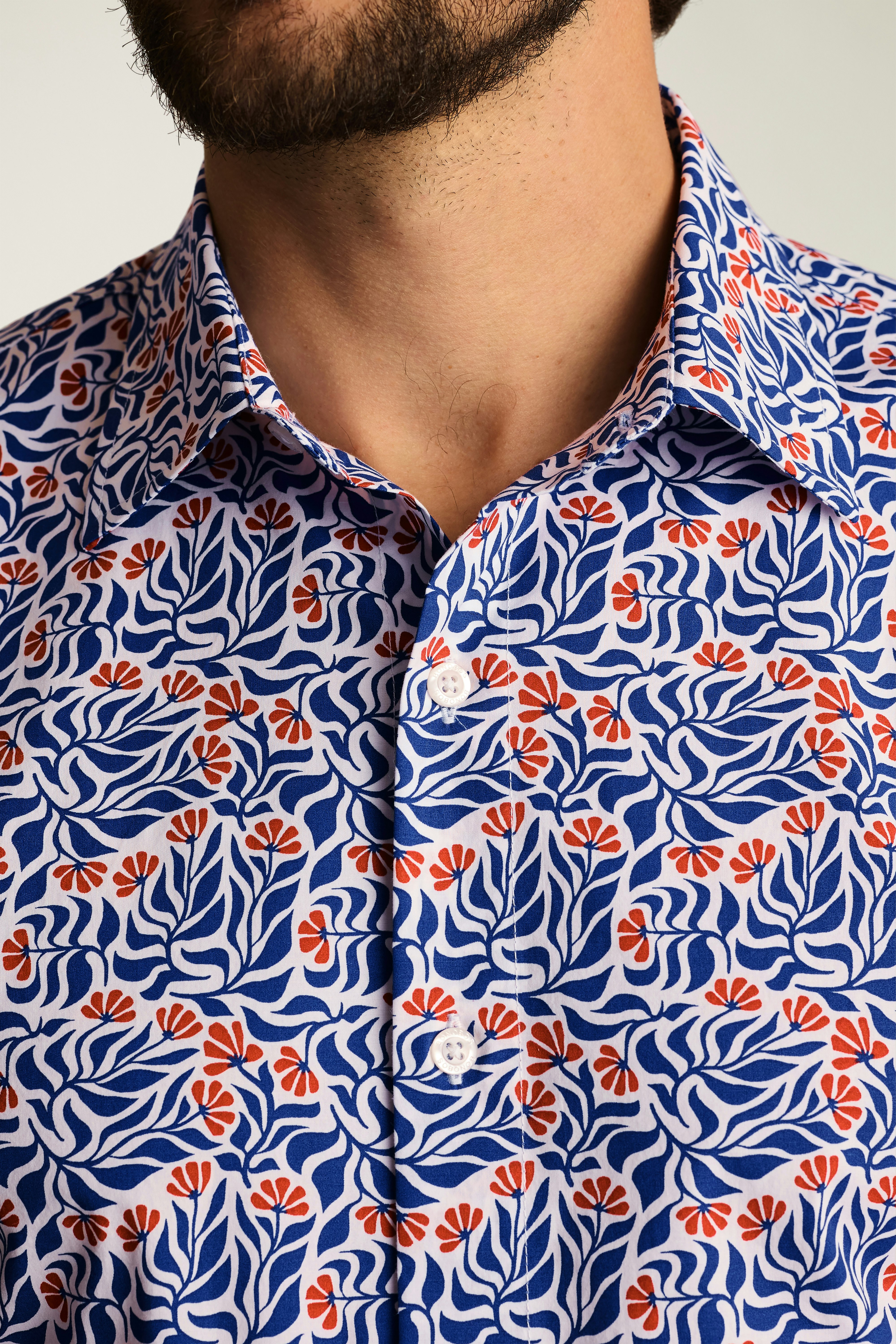 Riviera Short Sleeve Shirt red blue floral scatter
