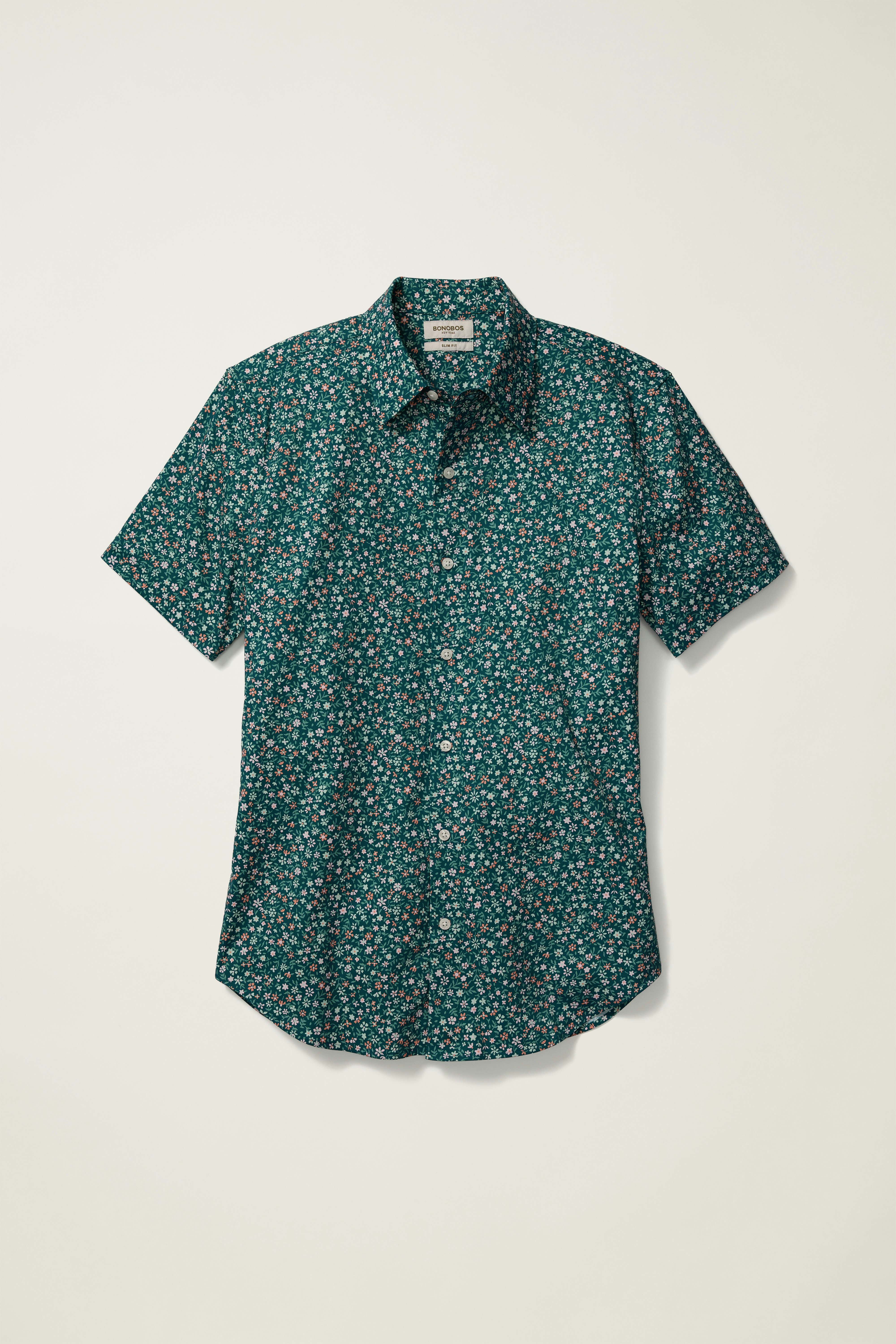 Tech Short Sleeve Shirt teal pink prescott floral