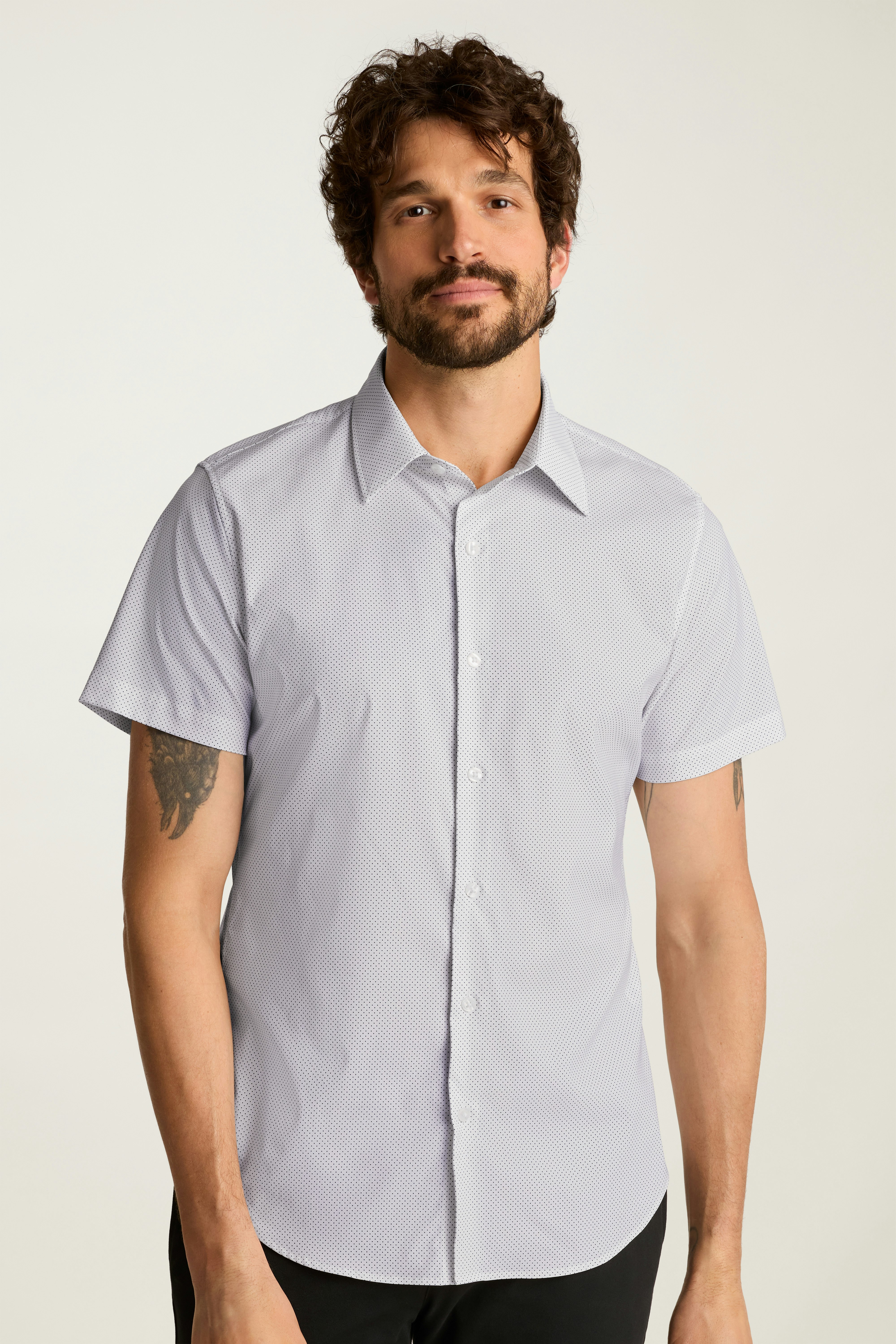 Tech Short Sleeve Shirt white blue fine dot