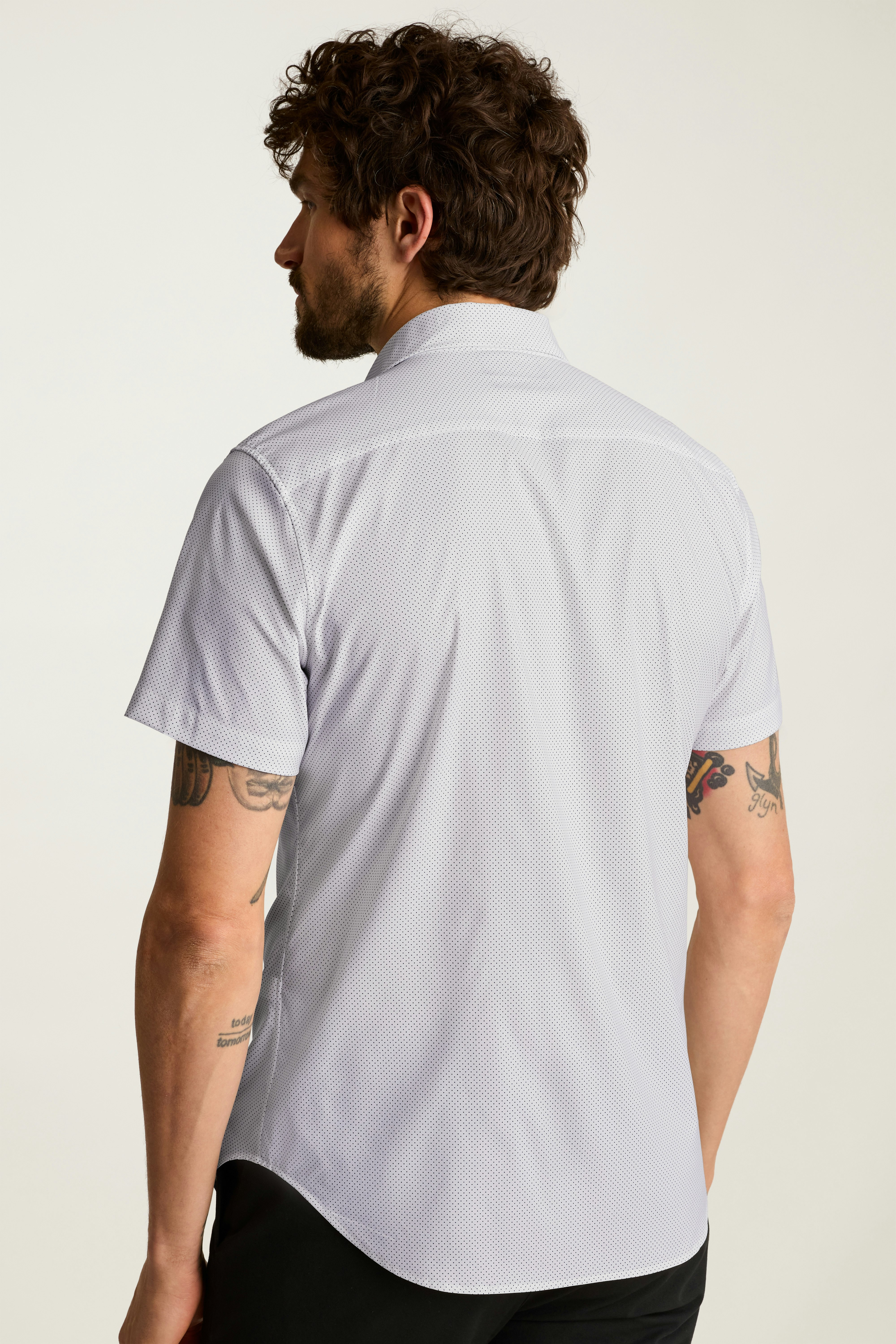 Tech Short Sleeve Shirt white blue fine dot