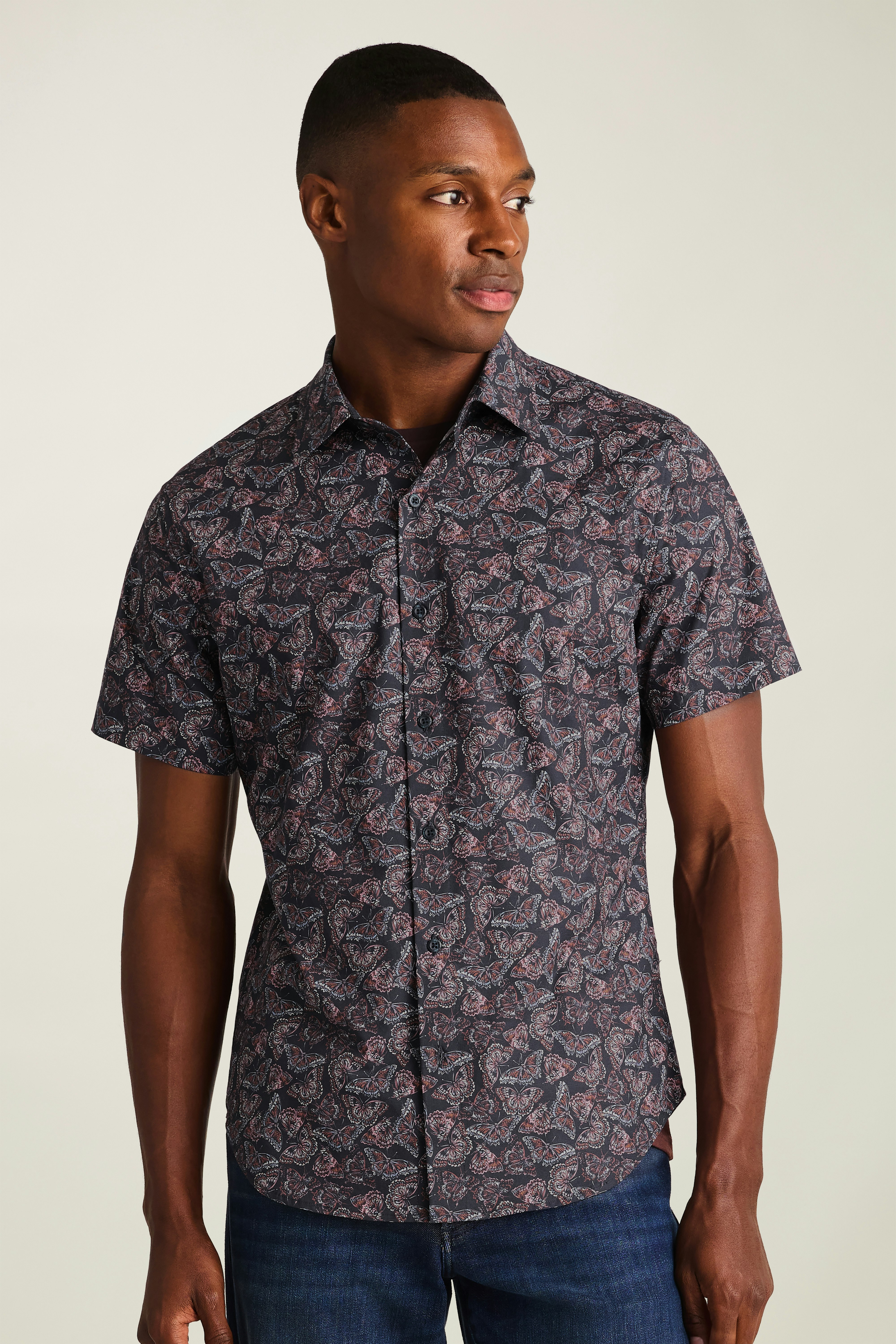Riviera Short Sleeve Shirt navy butterflies
