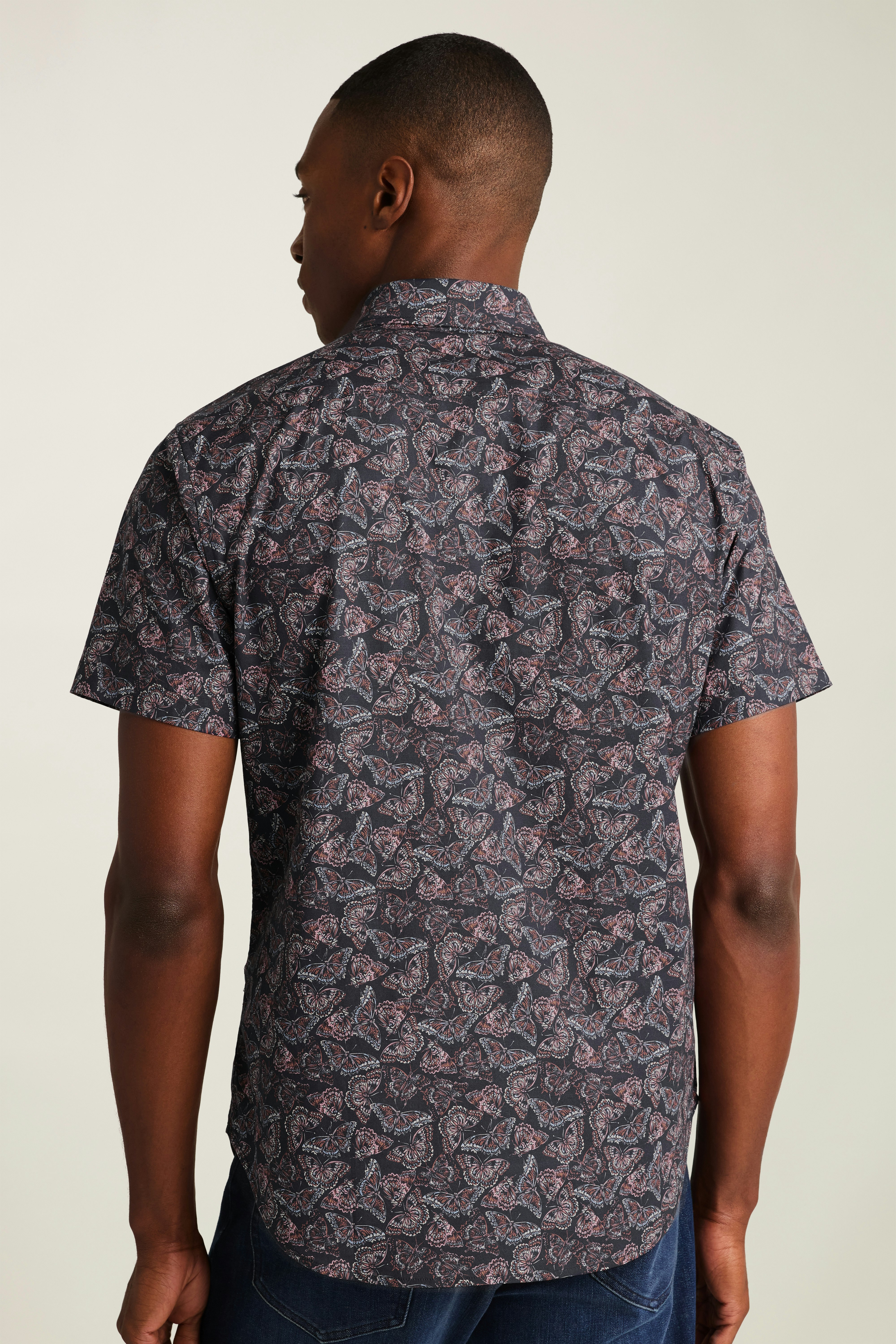 Riviera Short Sleeve Shirt navy butterflies