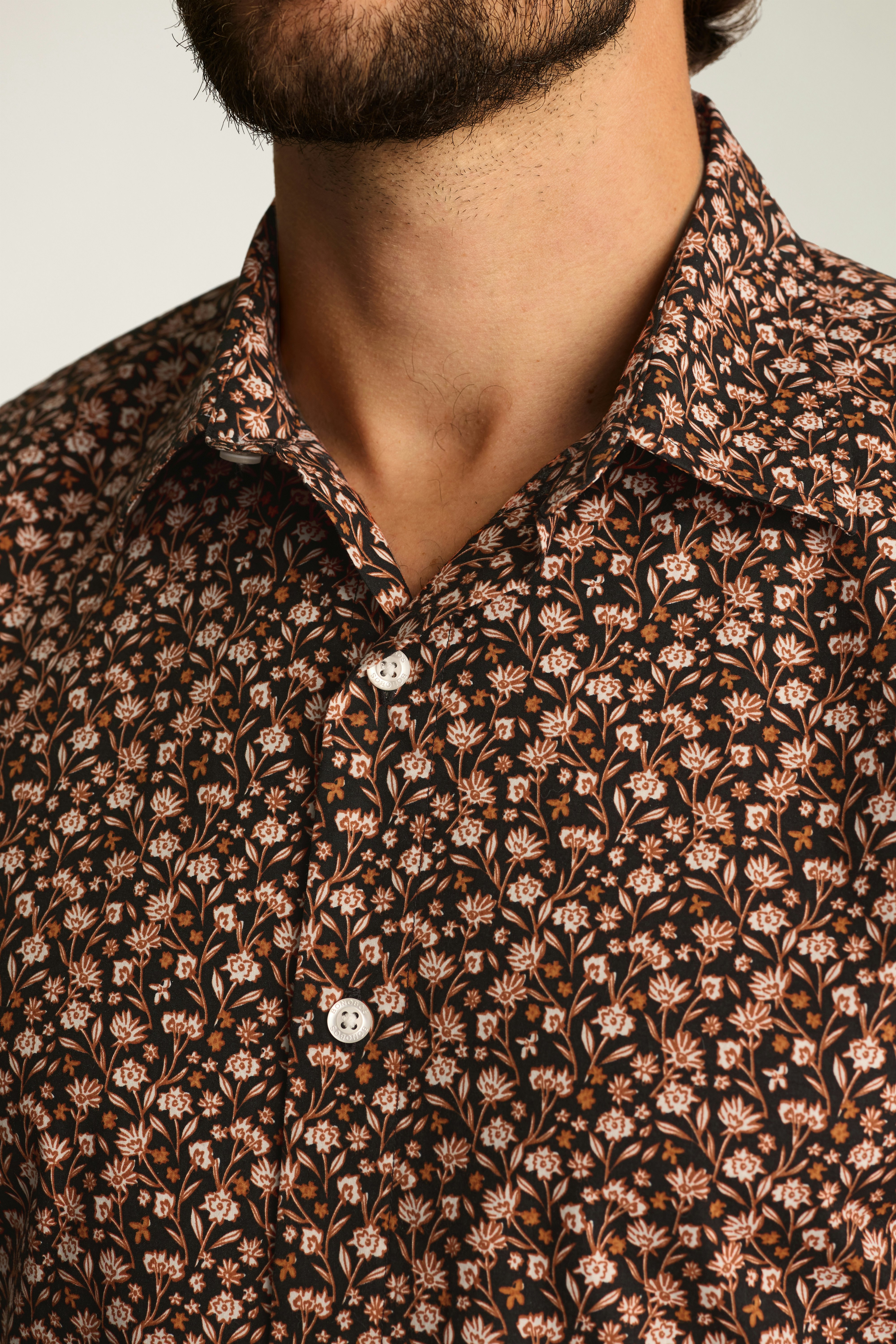 Riviera Short Sleeve Shirt black rust floral