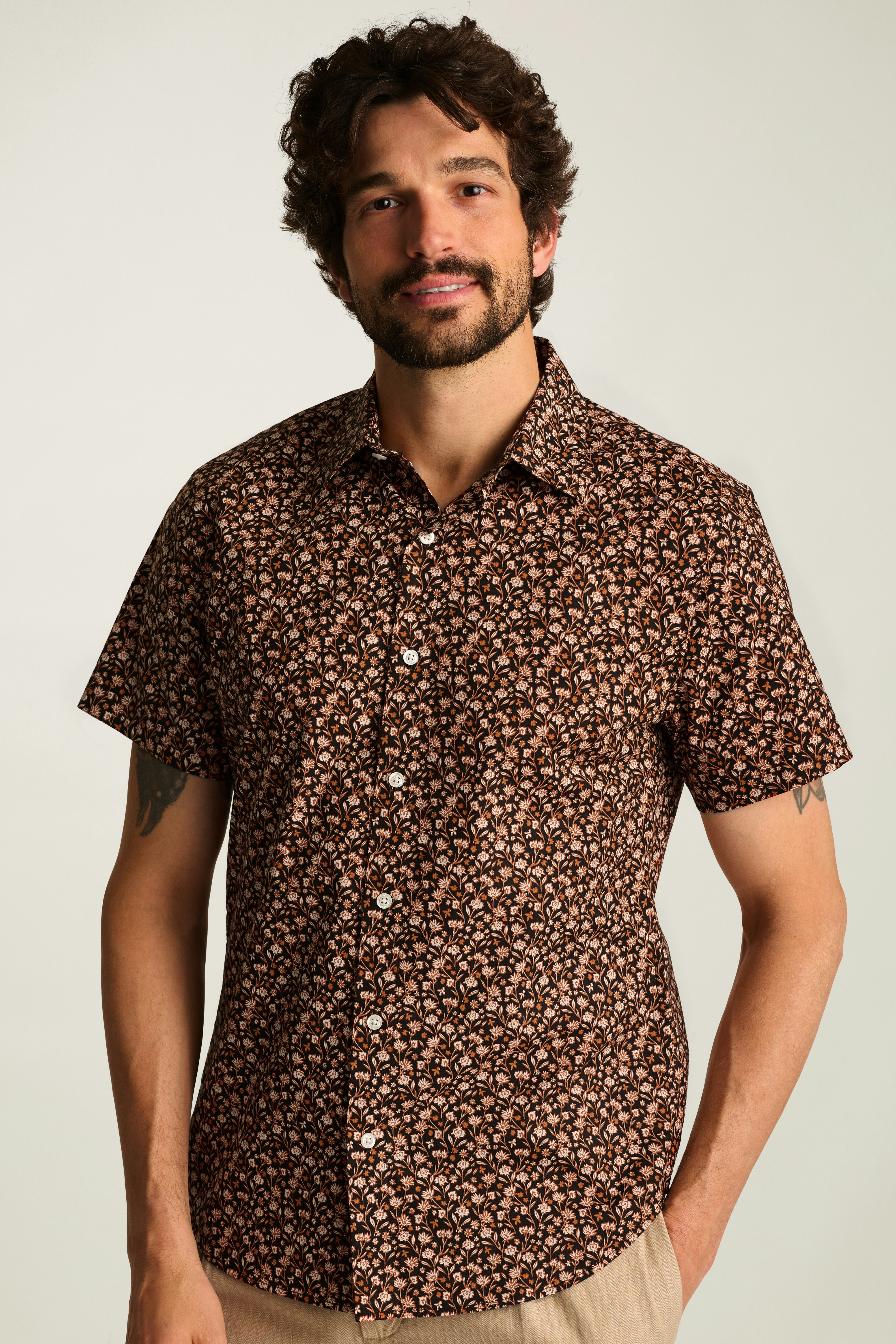 Riviera Short Sleeve Shirt black rust floral 3 Riviera Short Sleeve Shirt black rust floral