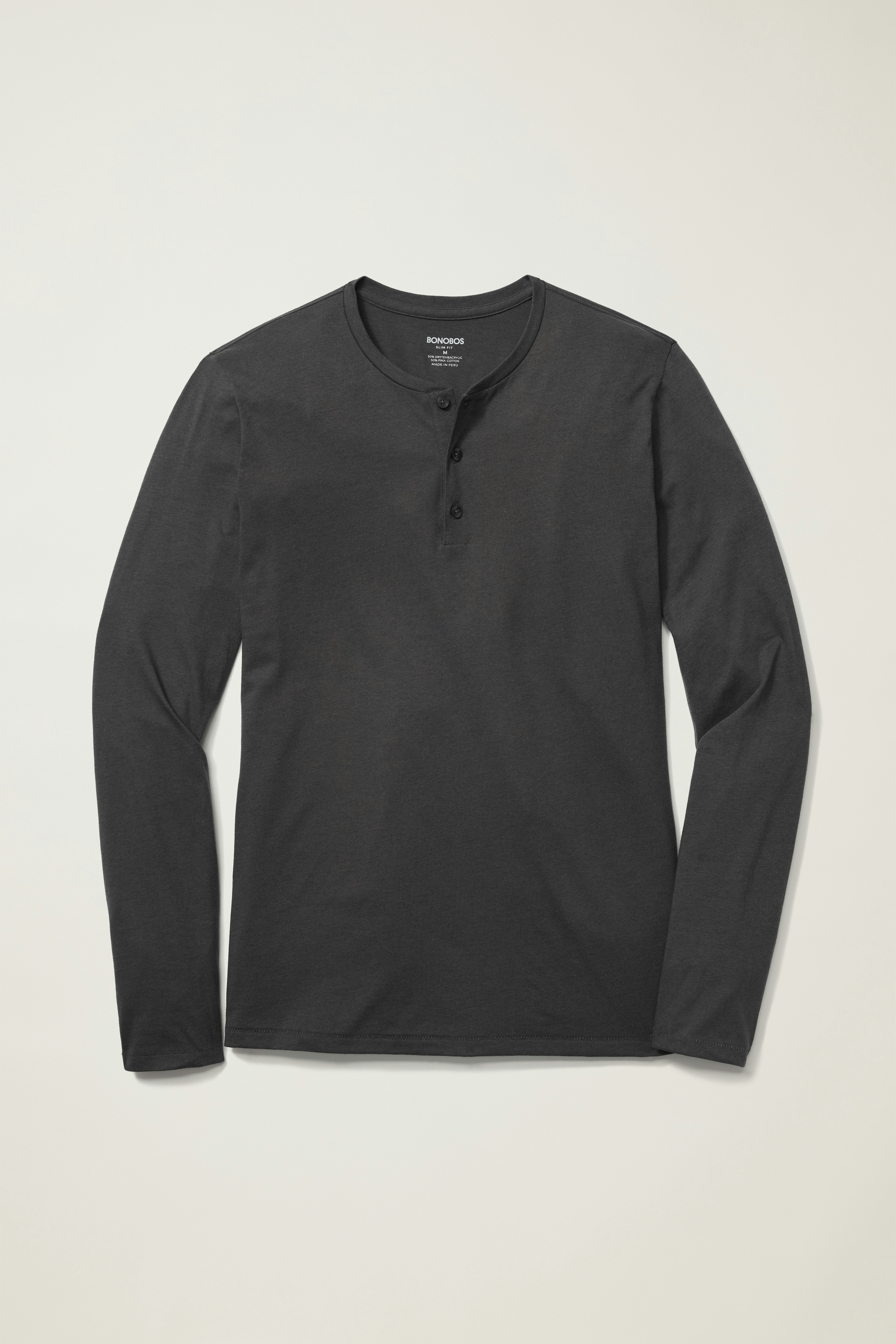 Pima Performance Long Sleeve Henley grey