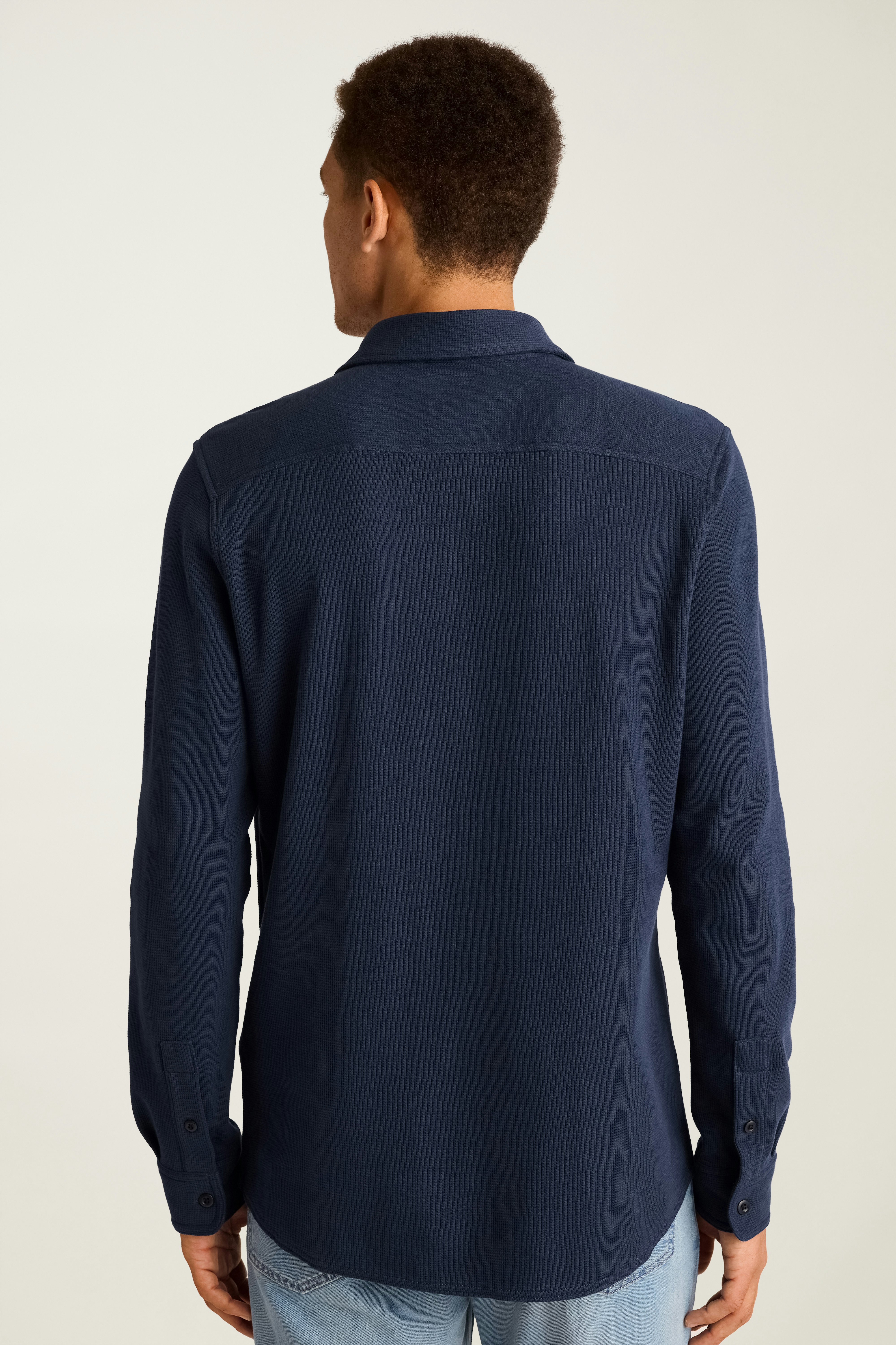 Waffle Button Down Shirt navy blue 4 Waffle Button Down Shirt navy blue