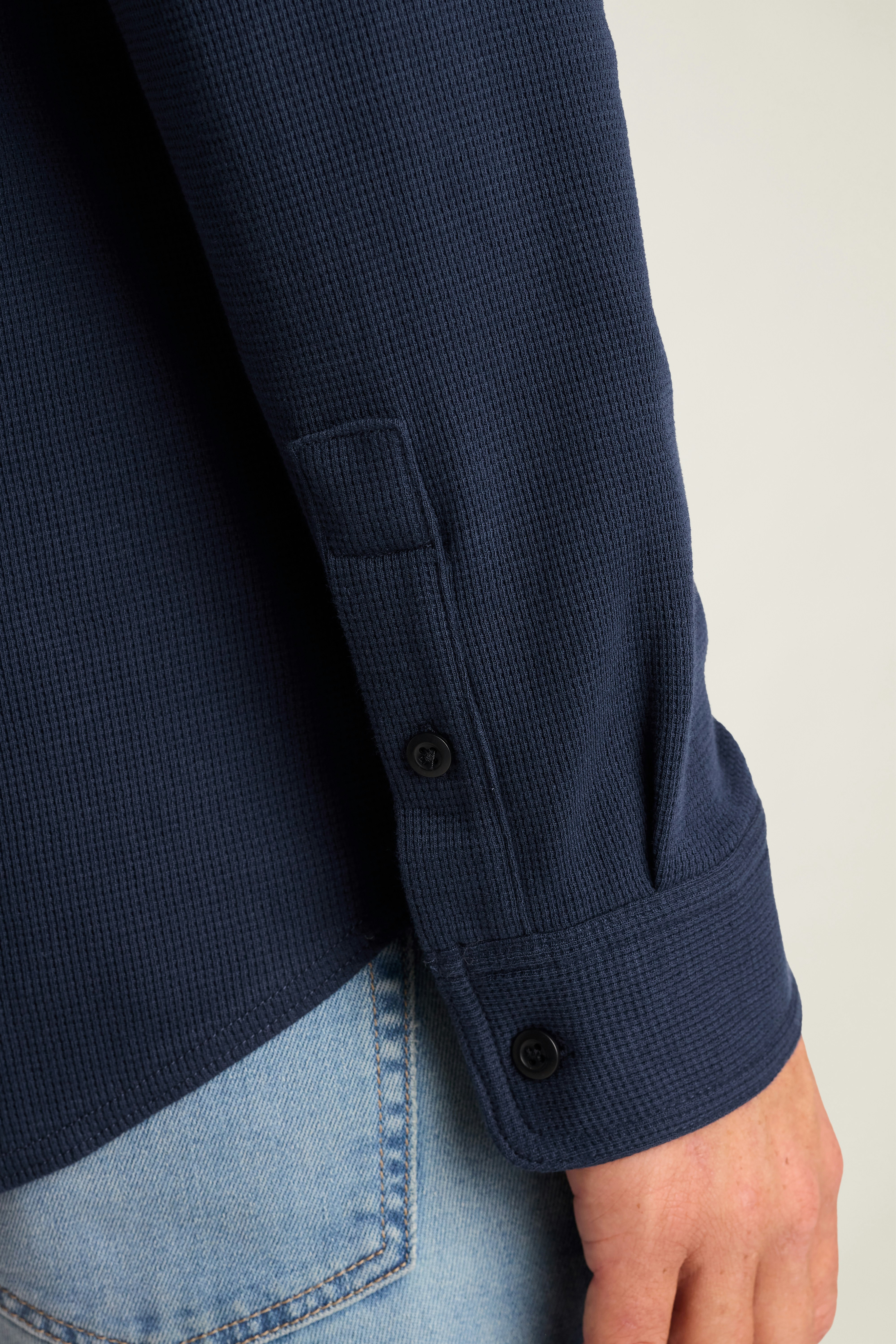 Waffle Button Down Shirt navy blue 5 Waffle Button Down Shirt navy blue