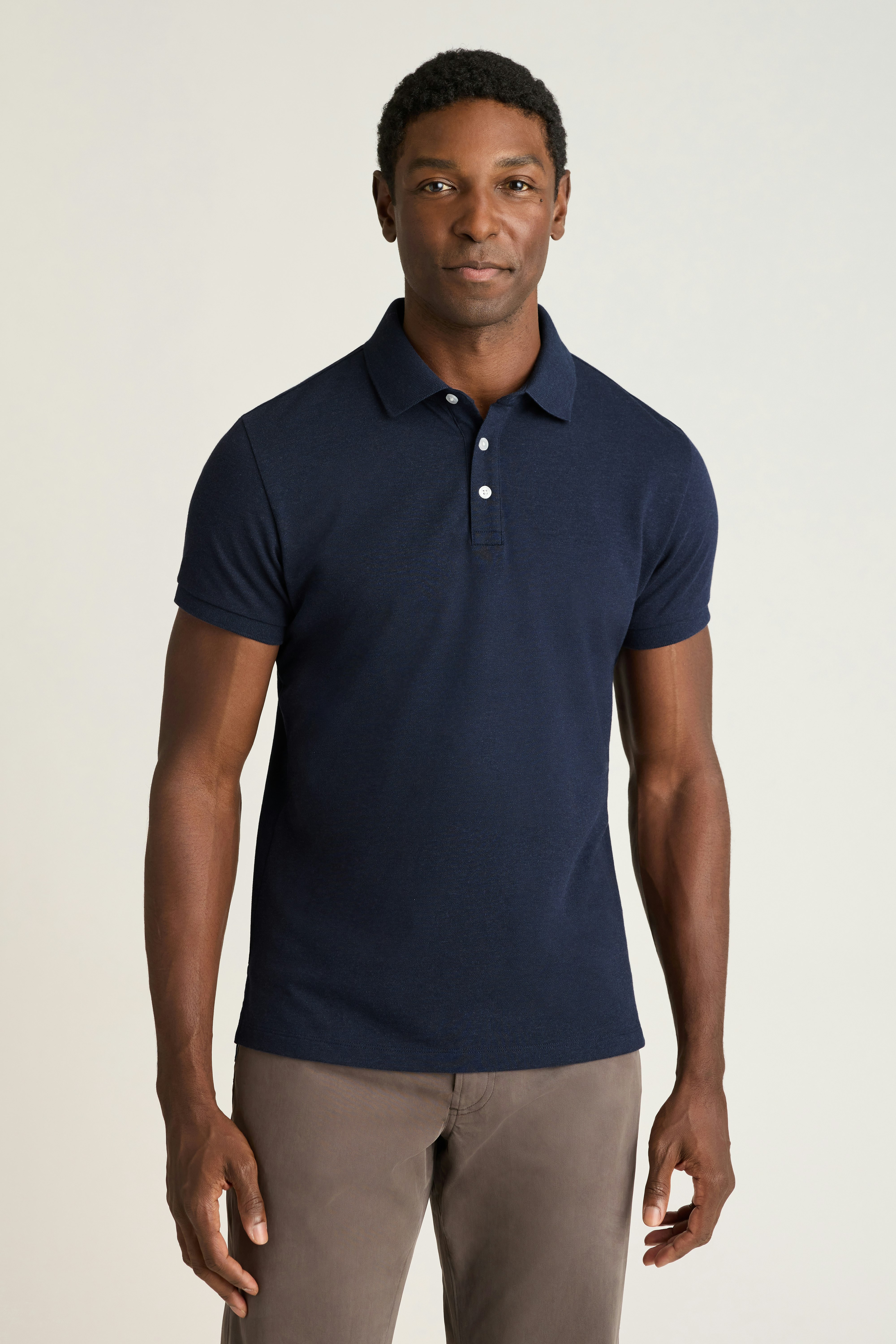 Stretch Pique Polo heather navy