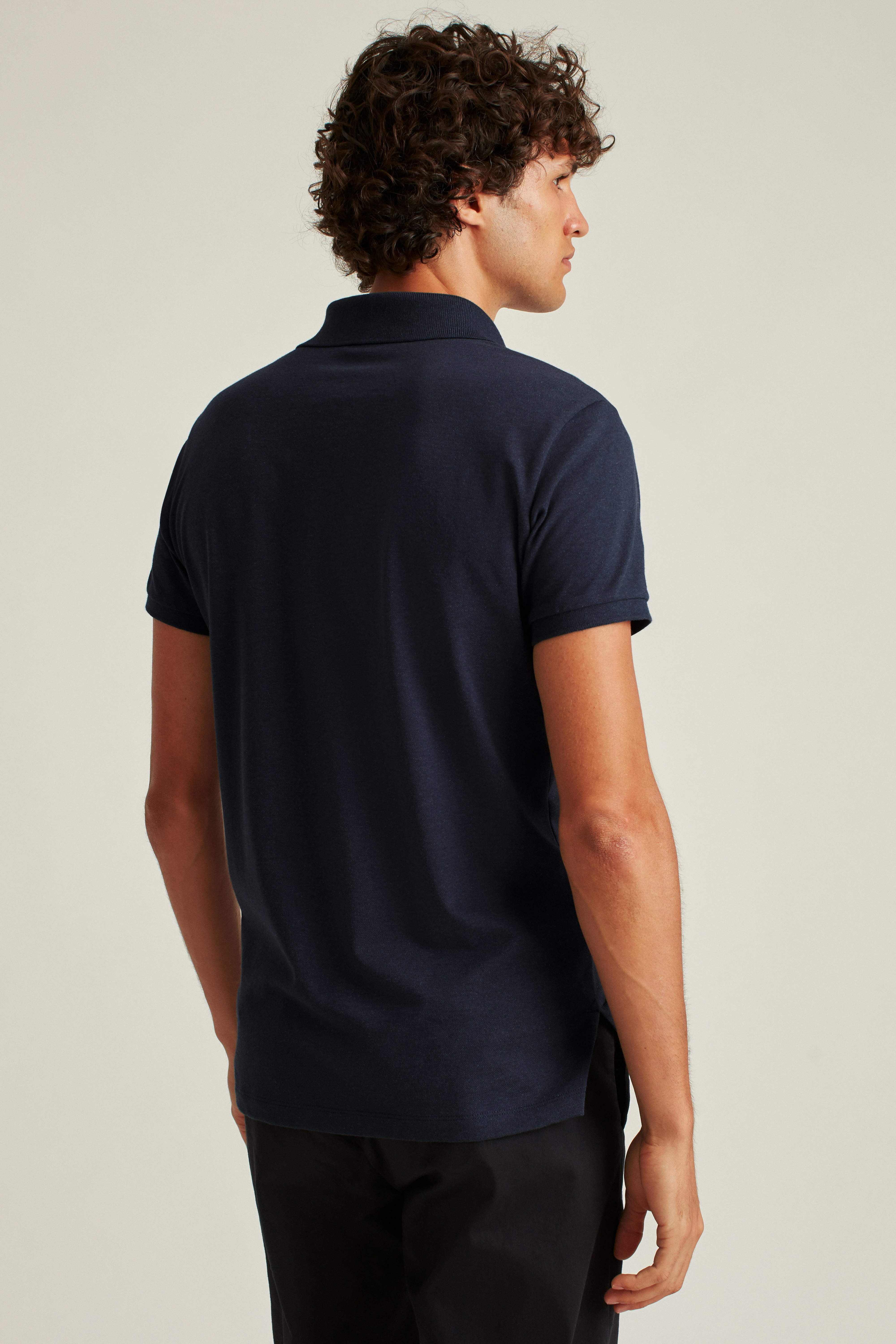 Stretch Pique Polo heather navy