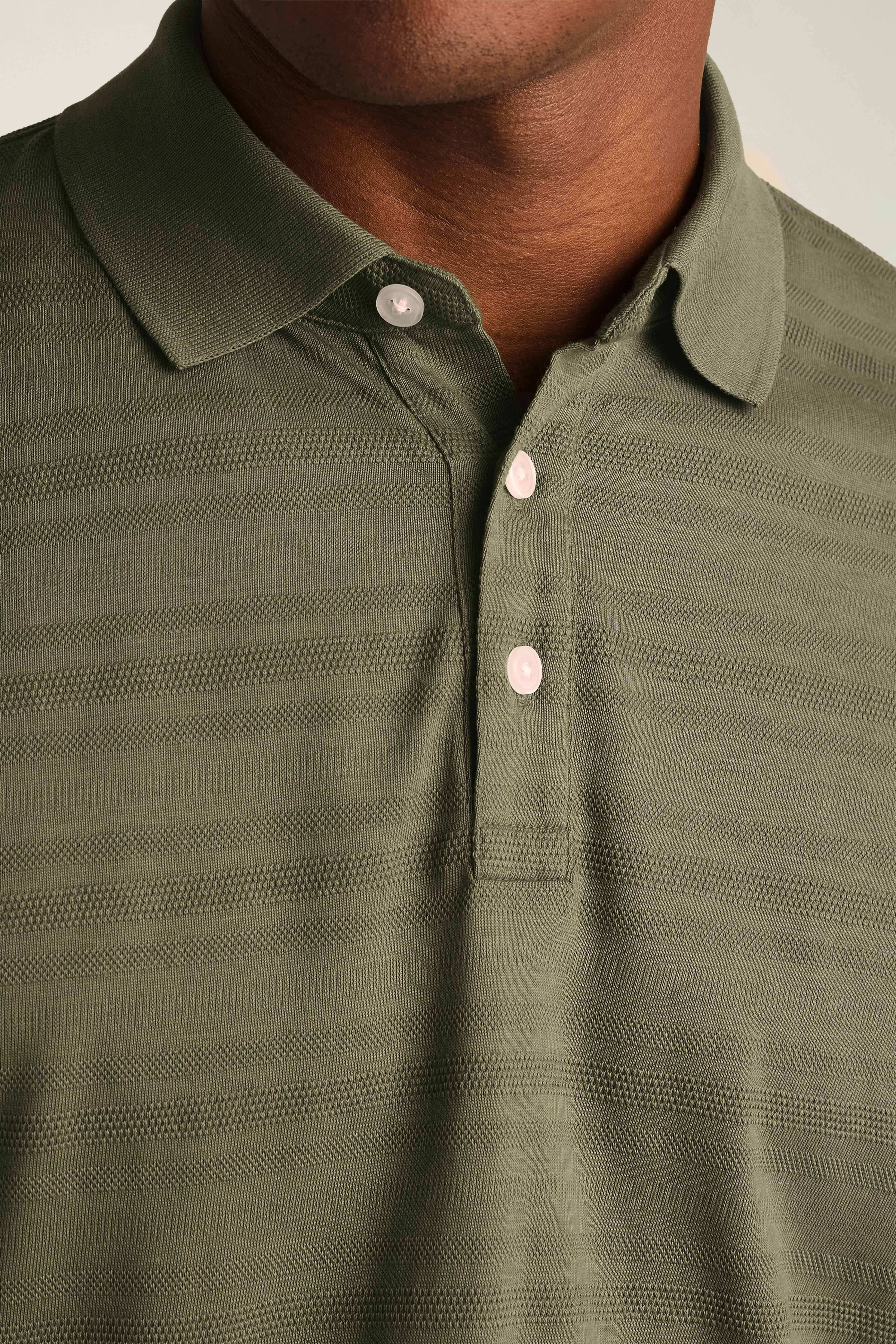 Stretch Pique Polo olive texture stripe