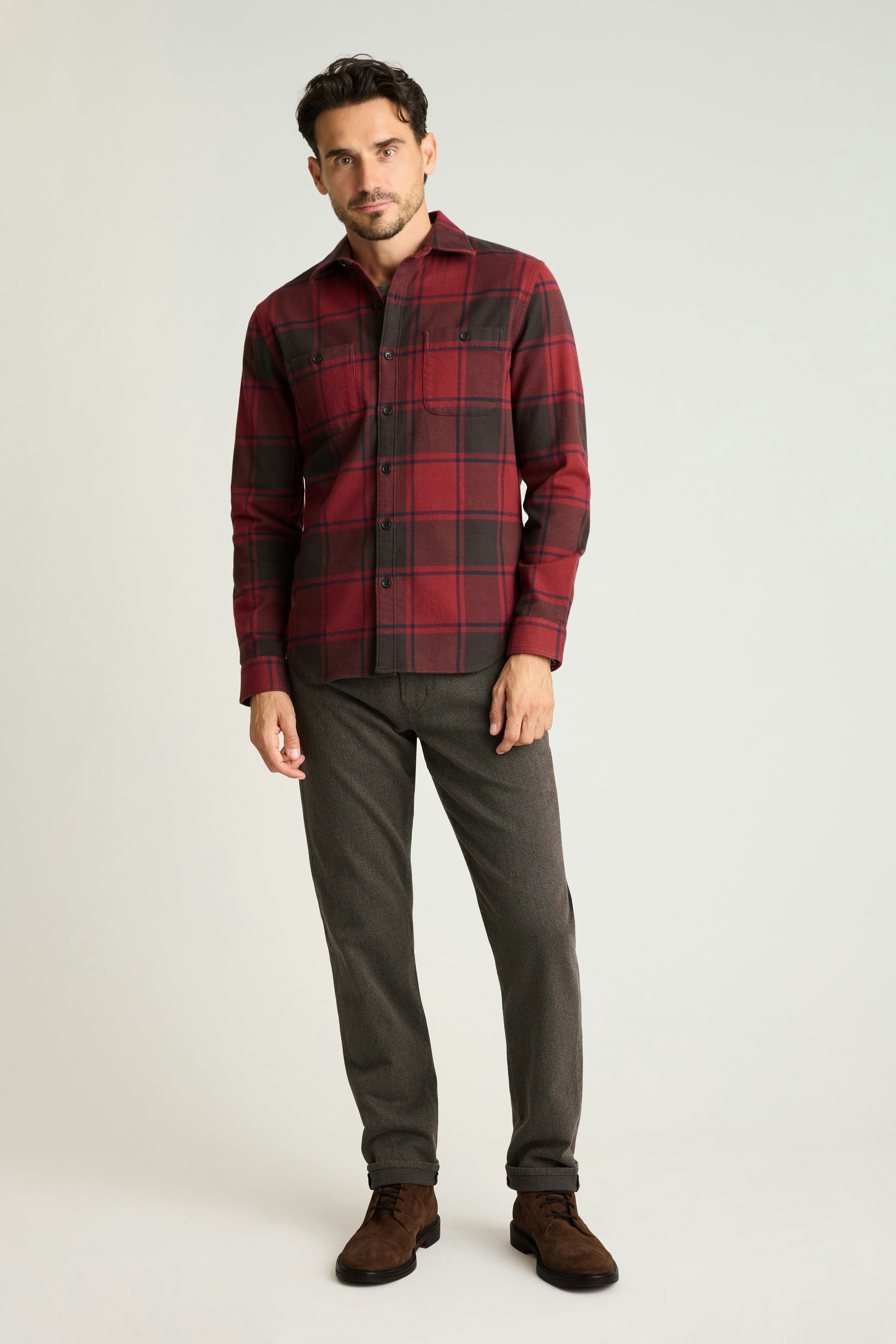 Fireside Flannel Shirt red brown plaid