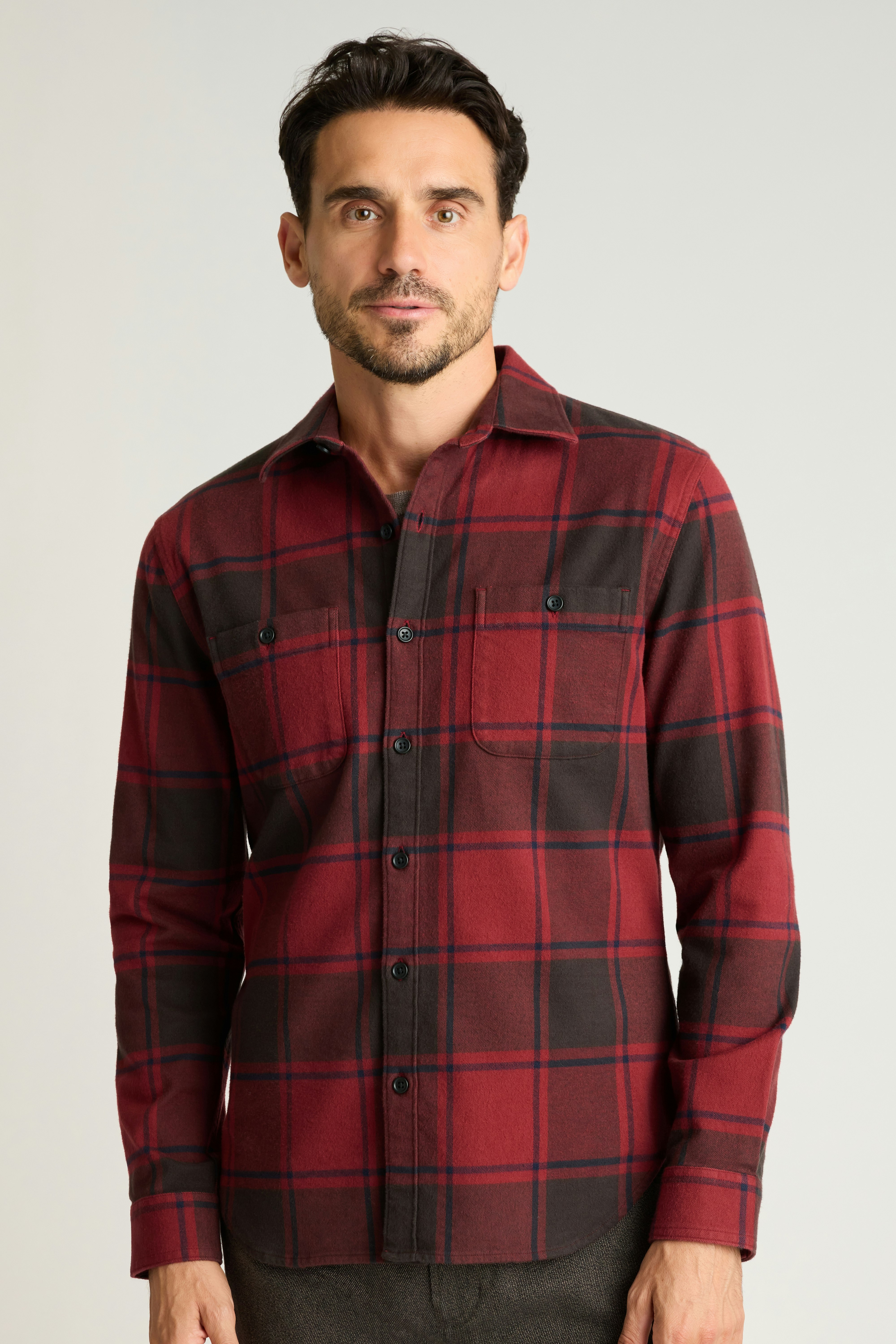 Fireside Flannel Shirt red brown plaid