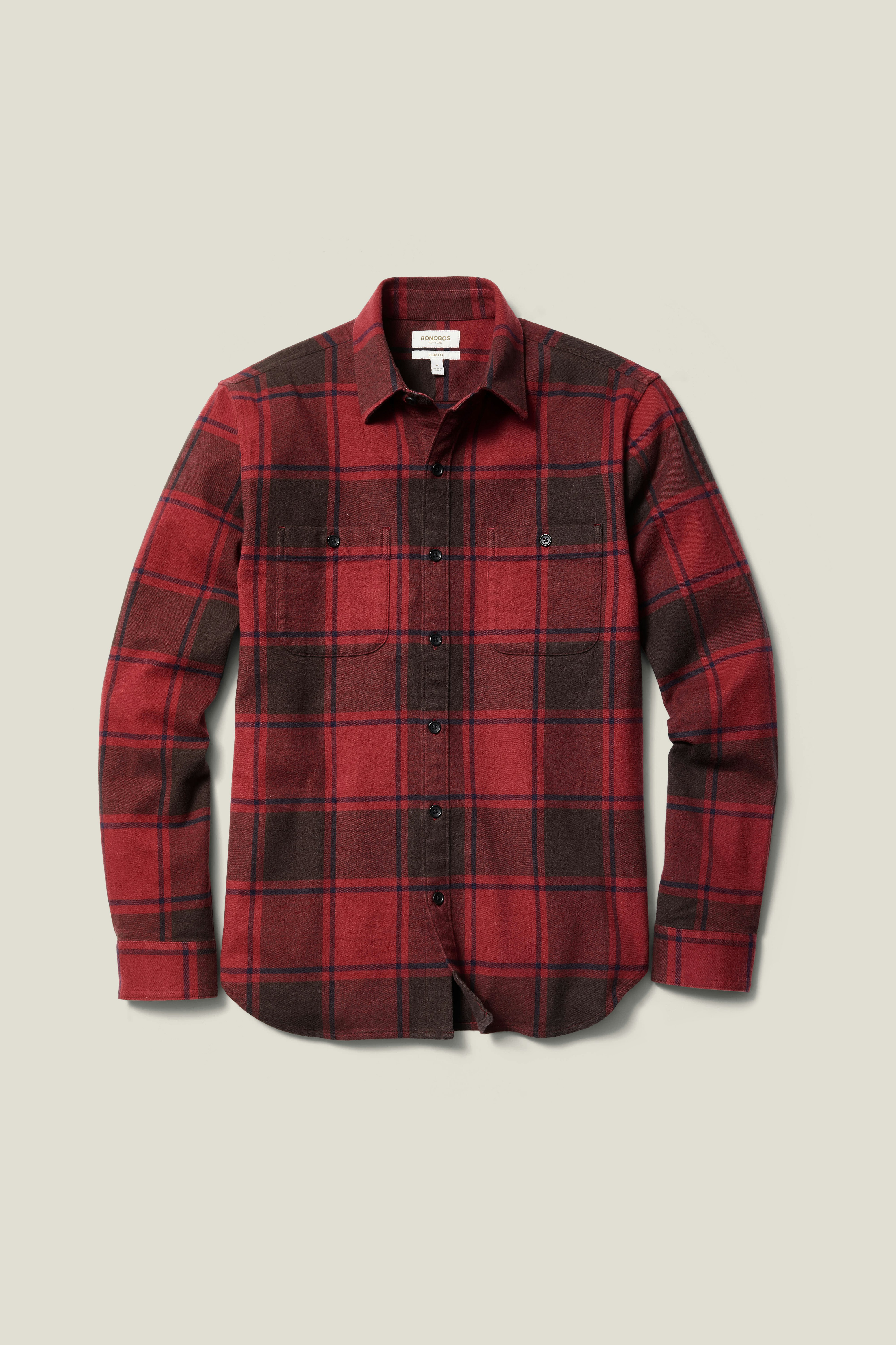 Fireside Flannel Shirt red brown plaid