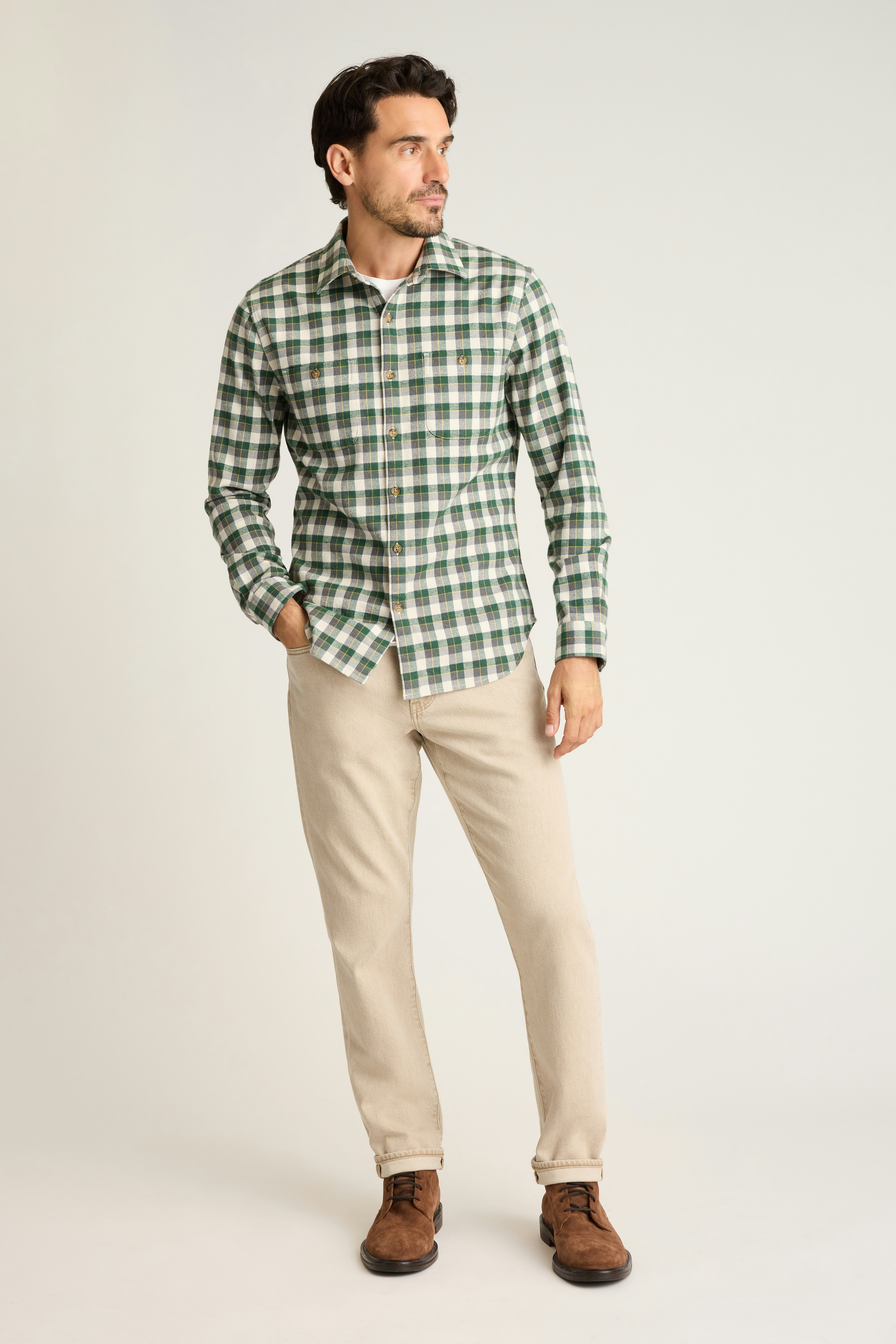 Fireside Flannel Shirt green shay check