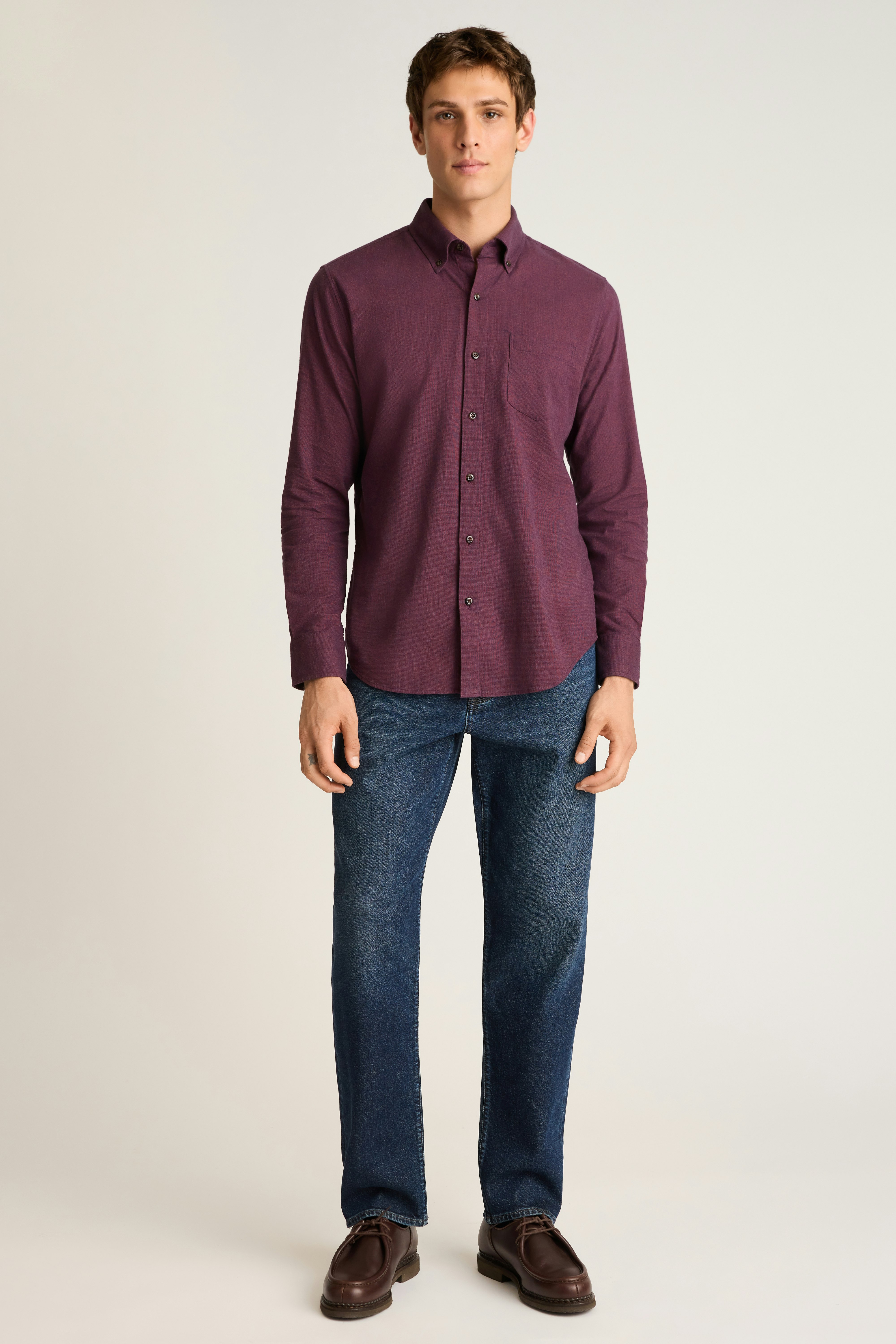 Everyday Lightweight Flannel Shirt red navy houndstooth