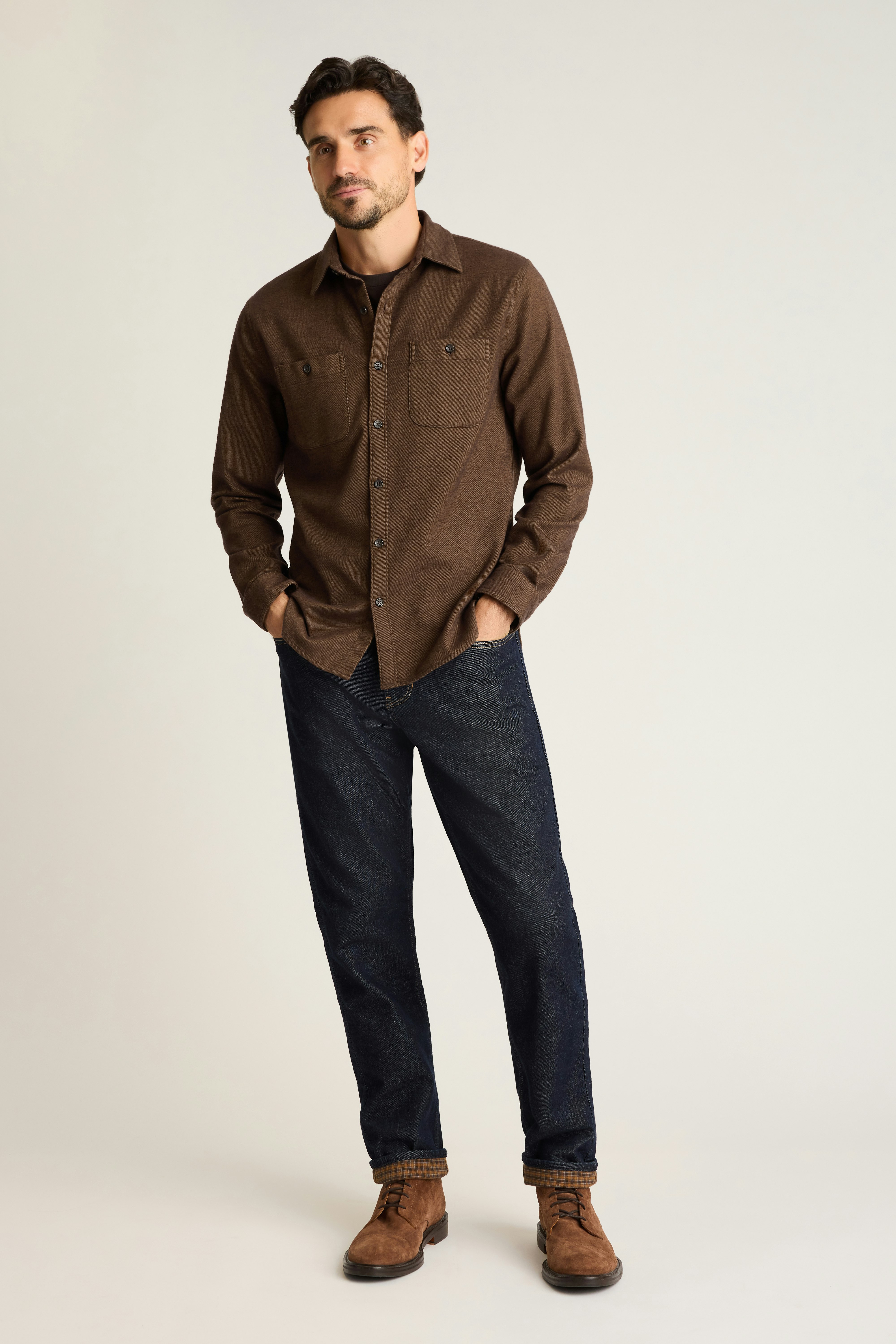 Fireside Flannel Shirt rust twill dobby