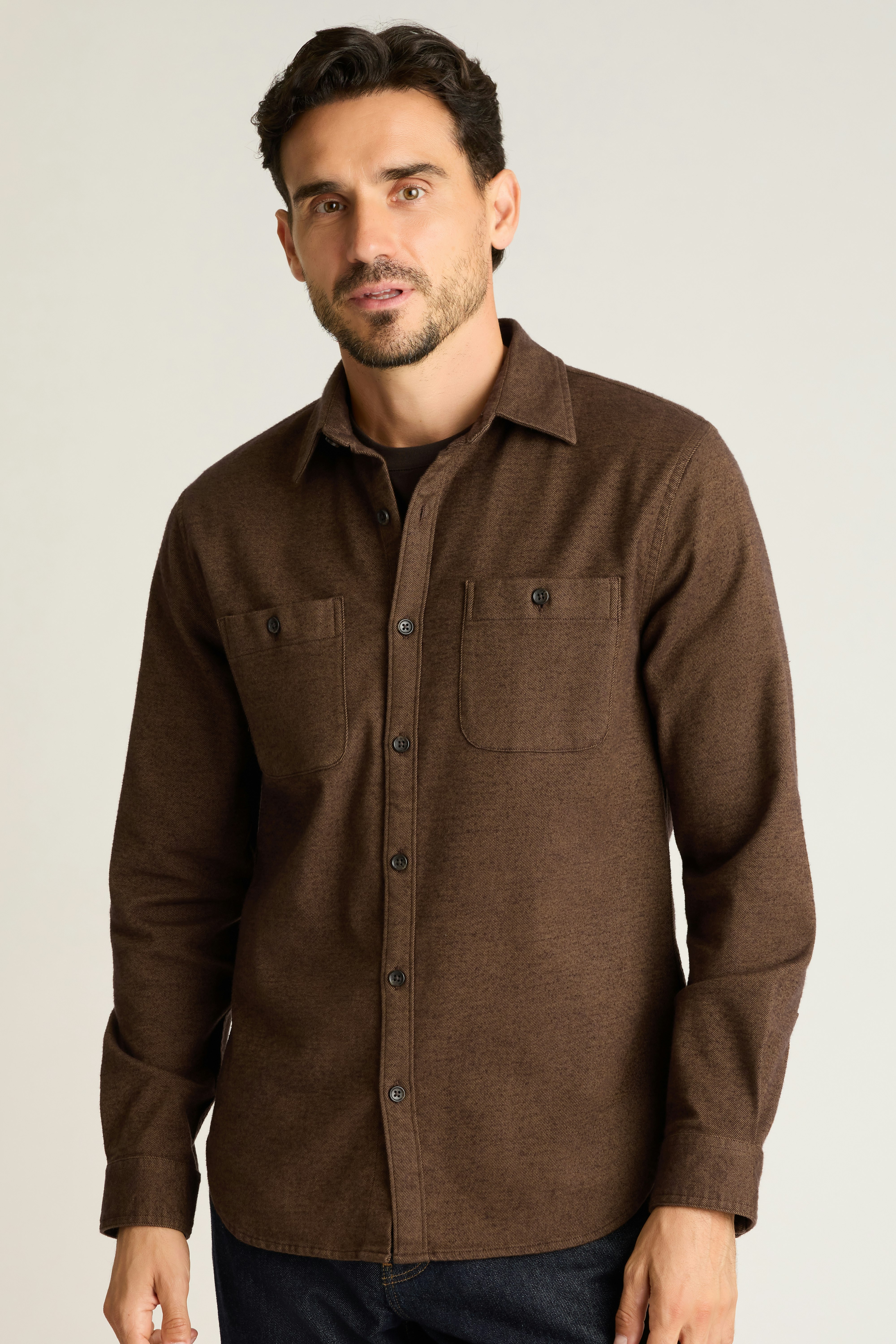 Fireside Flannel Shirt rust twill dobby