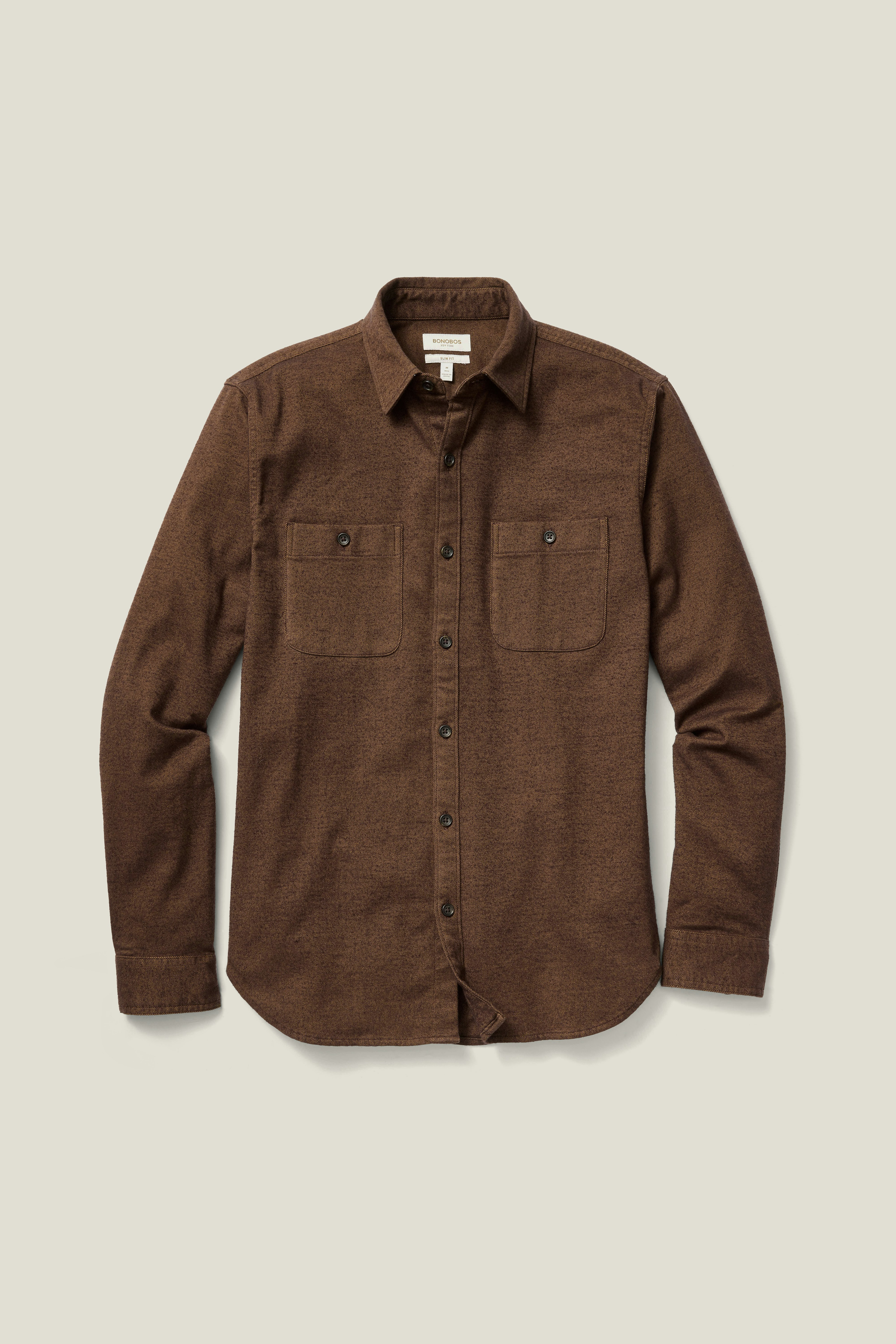 Fireside Flannel Shirt rust twill dobby