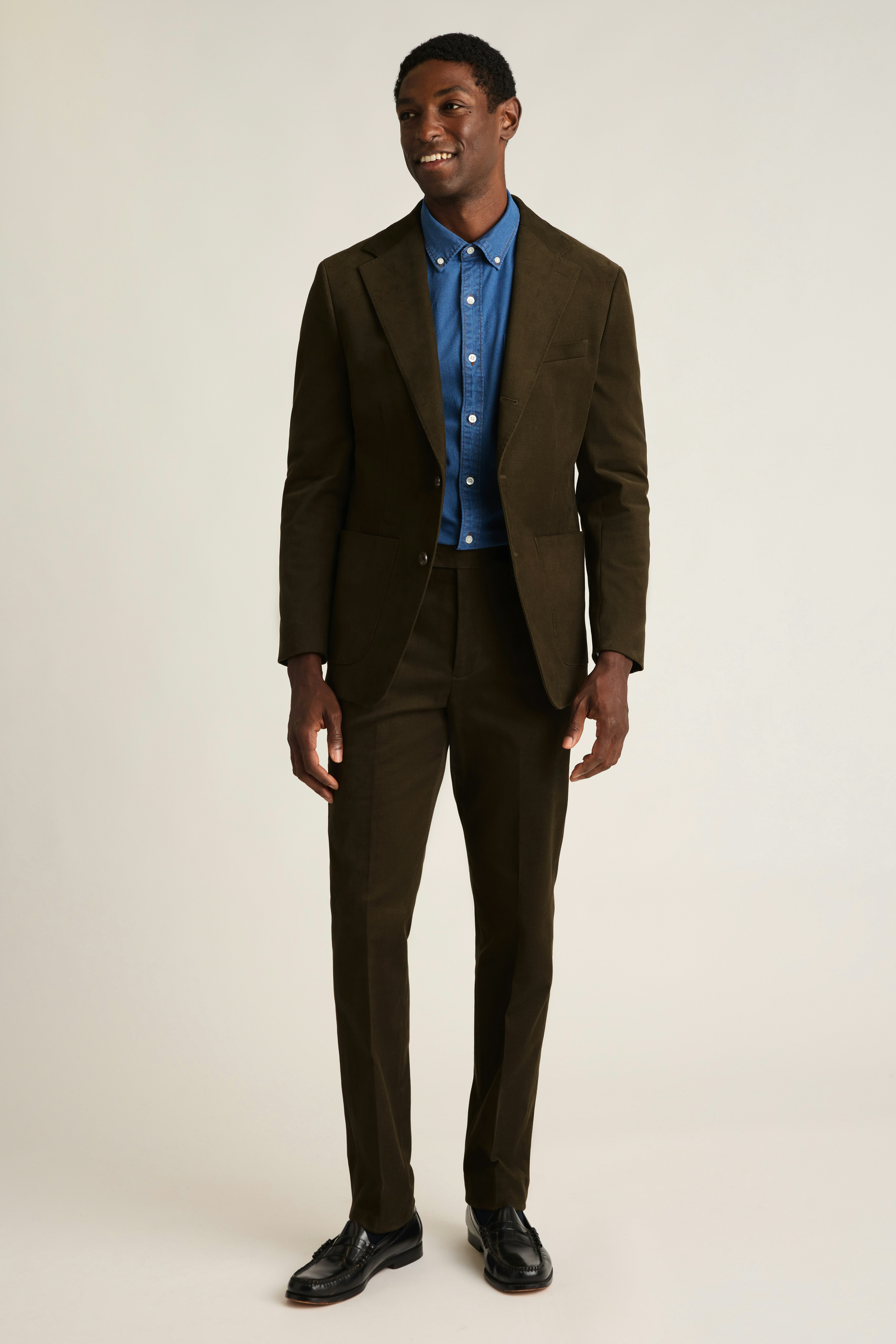 Jetsetter Italian Brushed Cotton Blazer olive green
