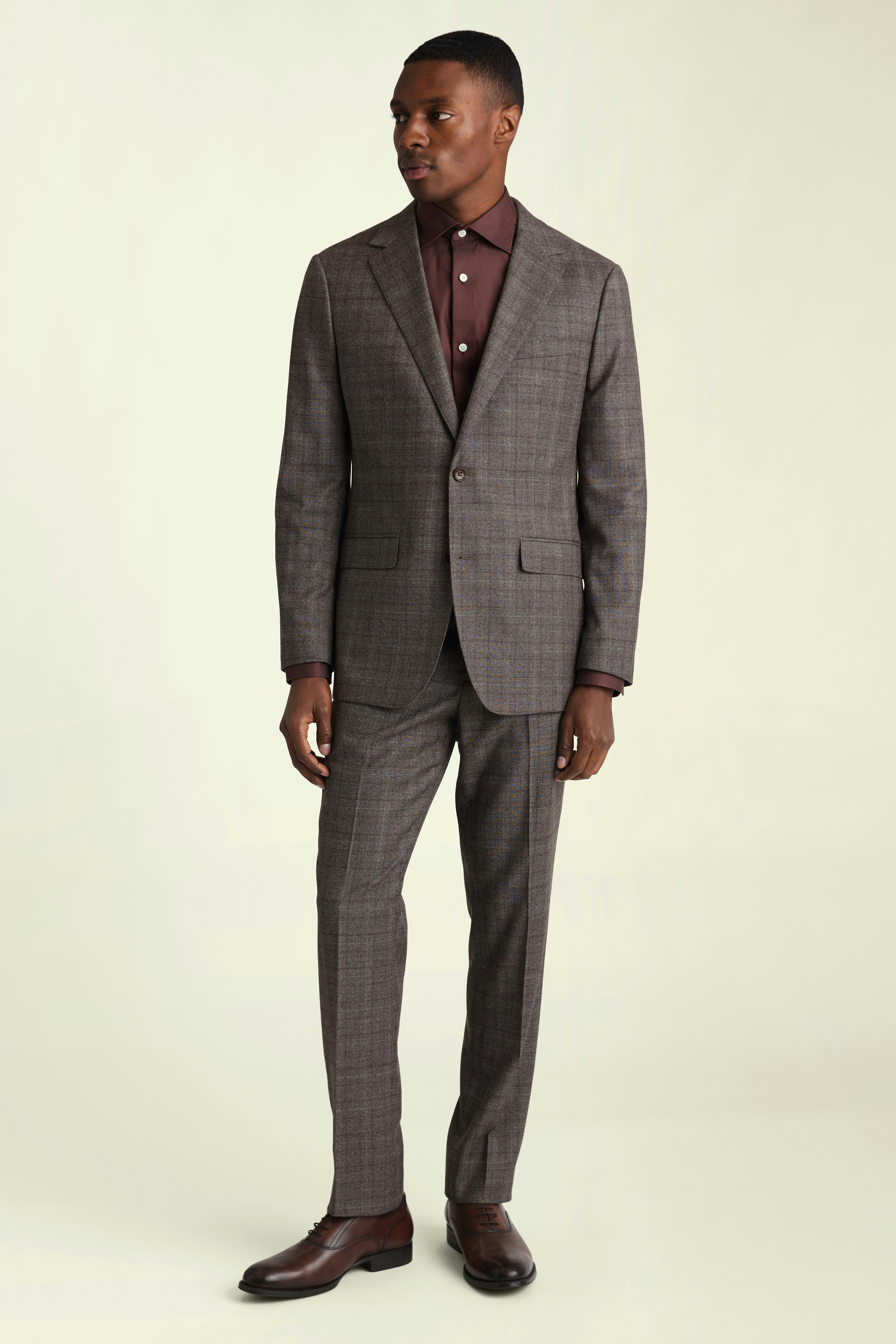 Jetsetter Italian Wool Blazer grey brown glen plaid
