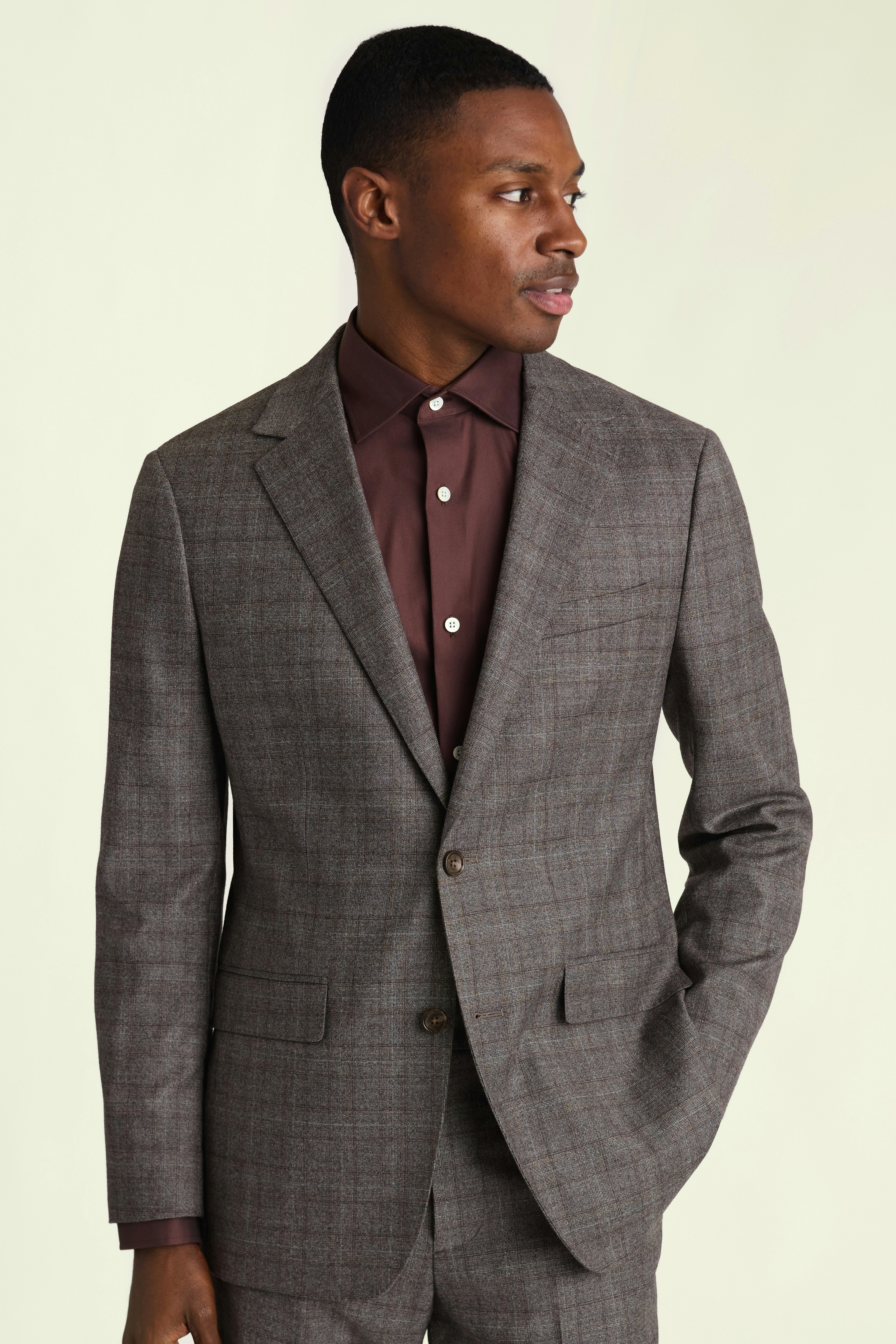Jetsetter Italian Wool Blazer grey brown glen plaid