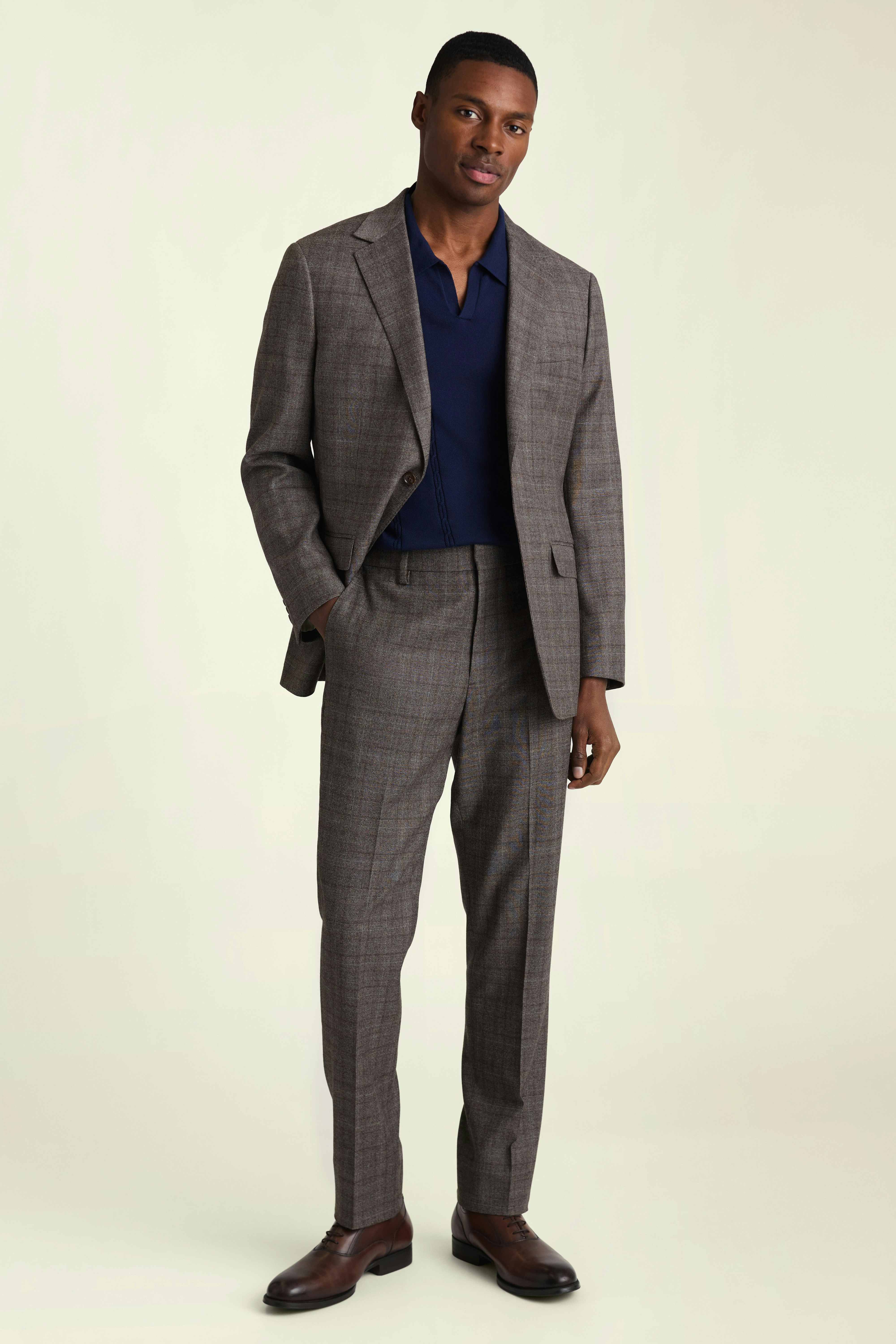 Jetsetter Italian Wool Blazer grey brown glen plaid