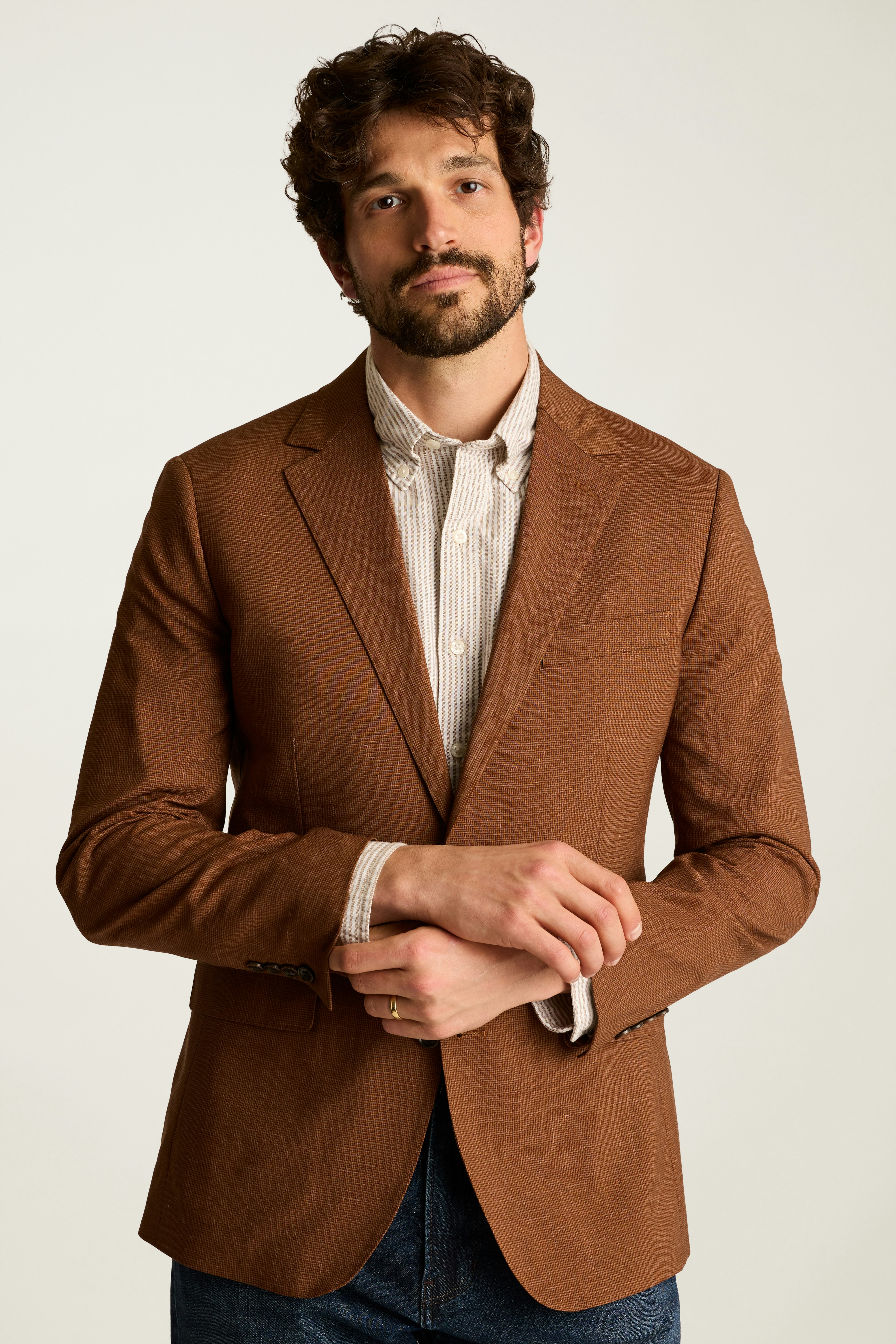 Jetsetter Italian Wool Blazer rust houndstooth