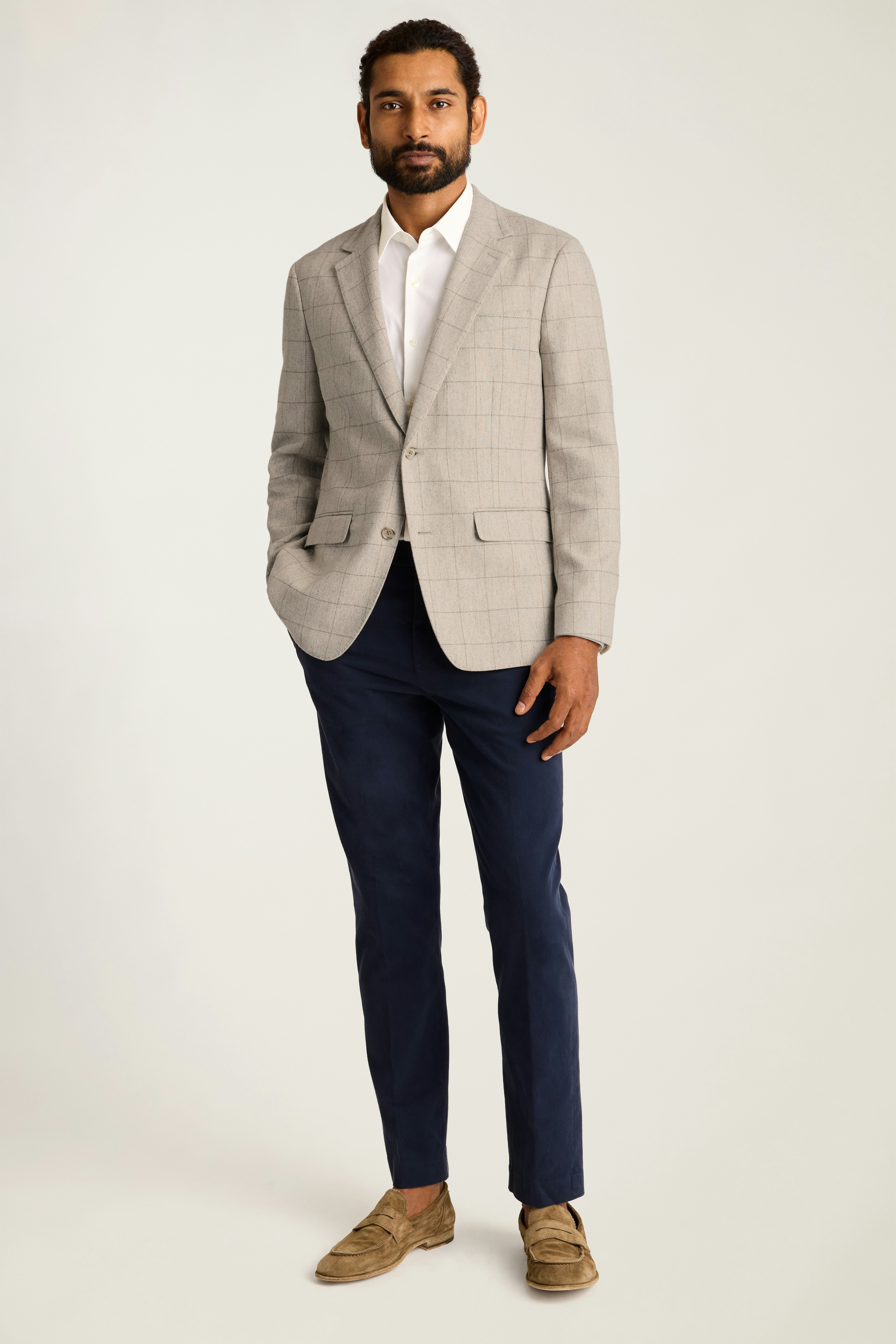 Jetsetter Unconstructed Italian Wool Blazer stone windowpane