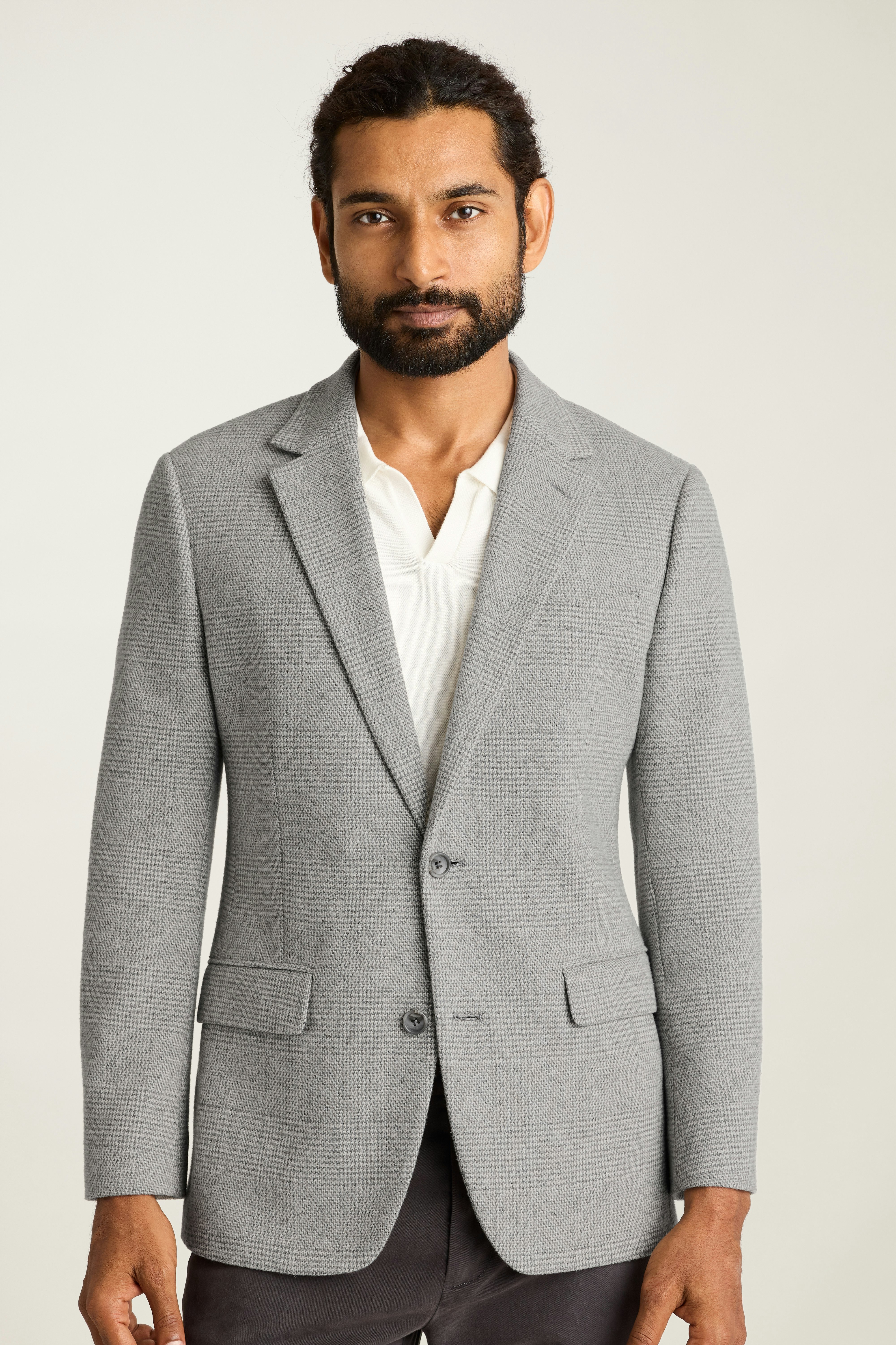 Jetsetter Knit Blazer light grey glen check