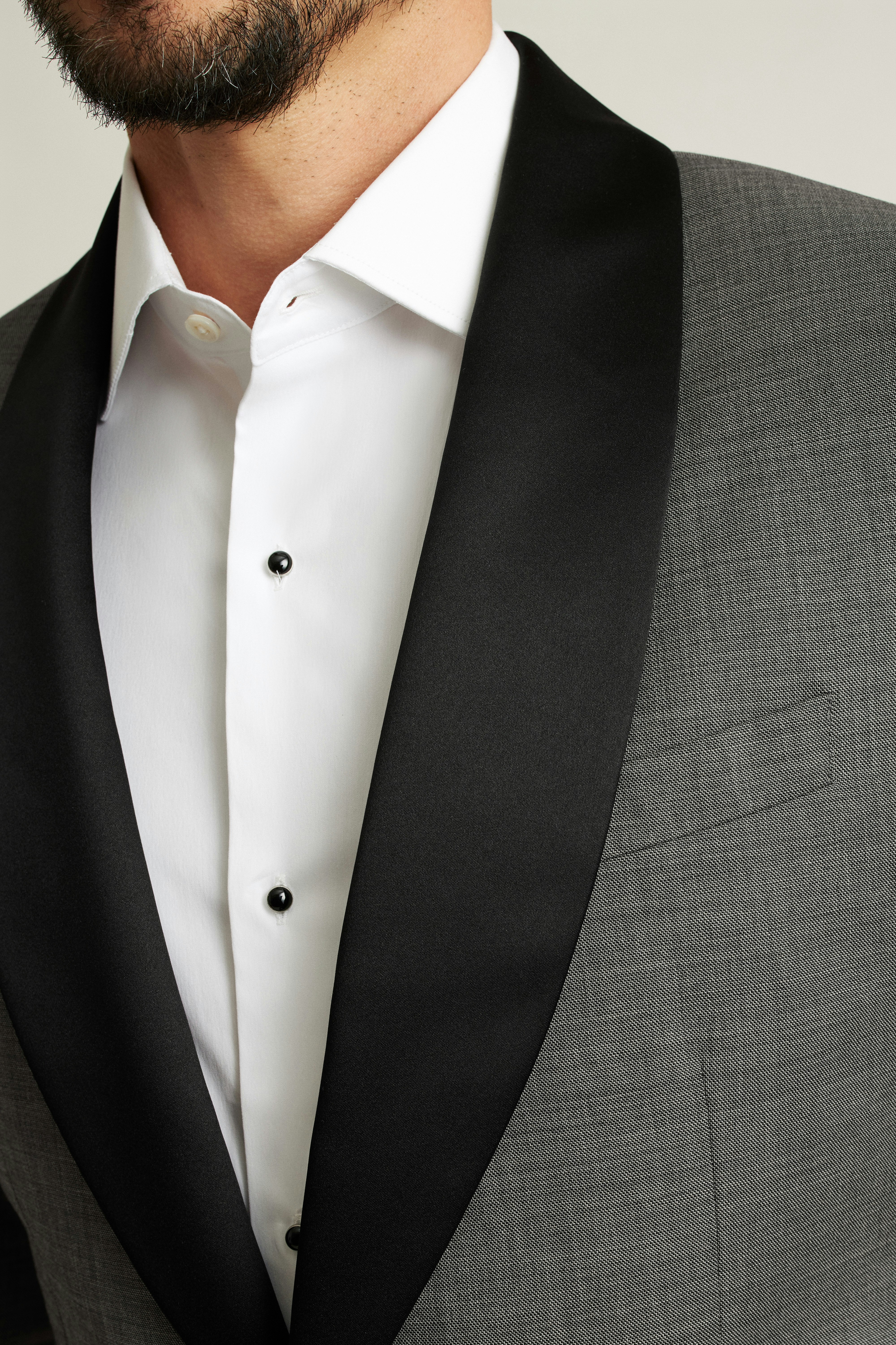 Shawl Collar Tuxedo Jacket grey sharkskin