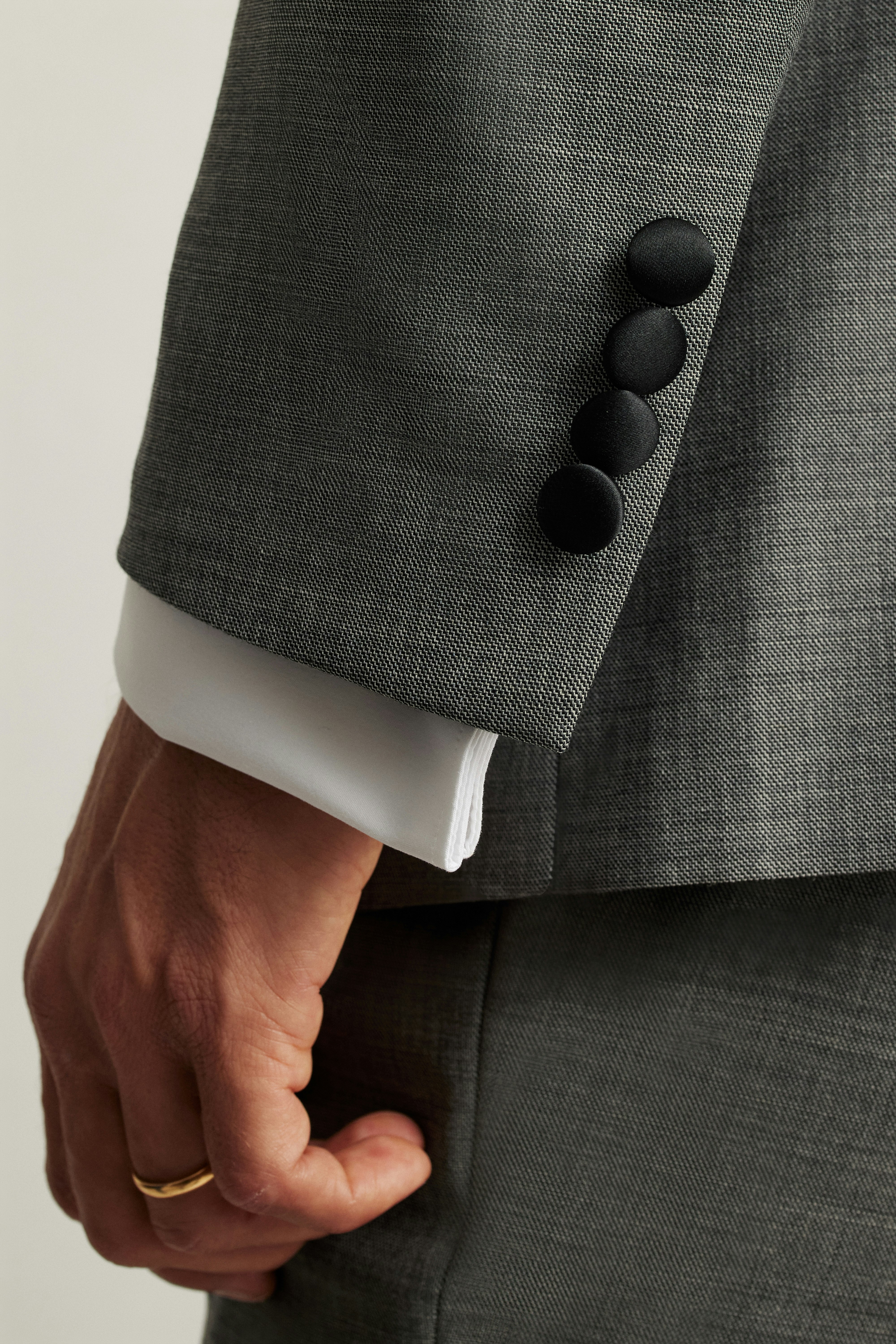 Shawl Collar Tuxedo Jacket grey sharkskin