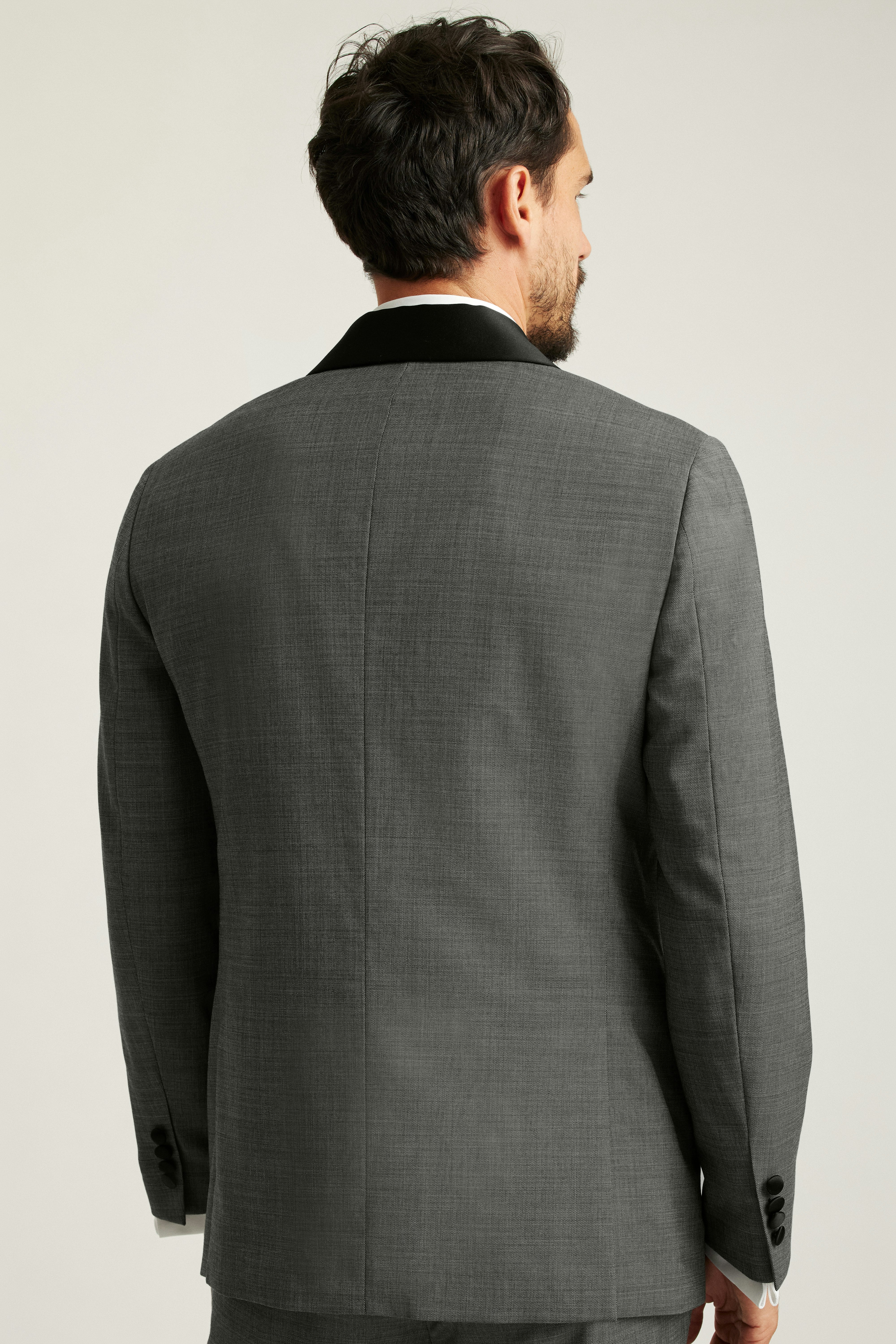 Shawl Collar Tuxedo Jacket grey sharkskin