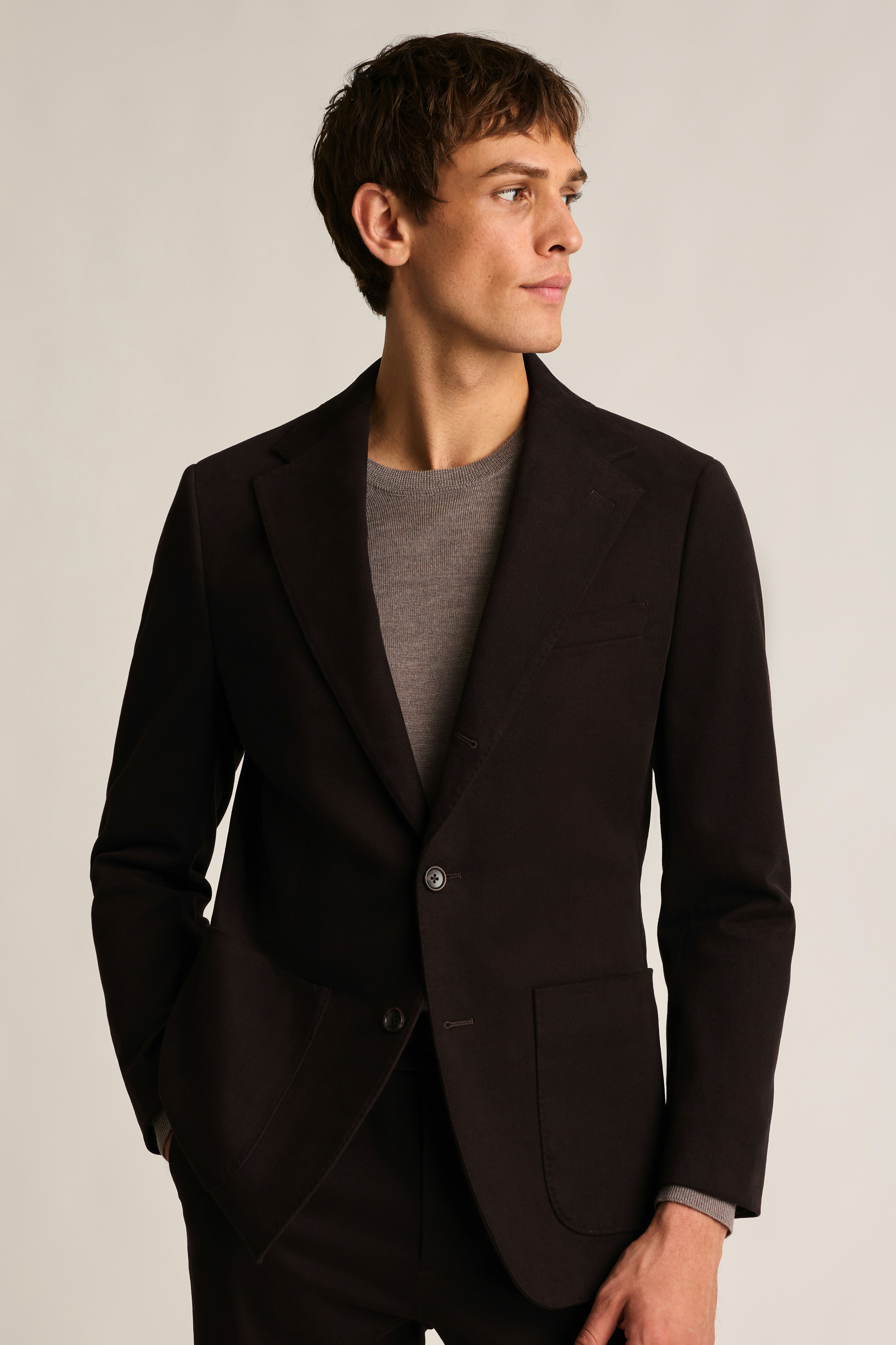 Jetsetter Italian Brushed Cotton Blazer dark espresso brown