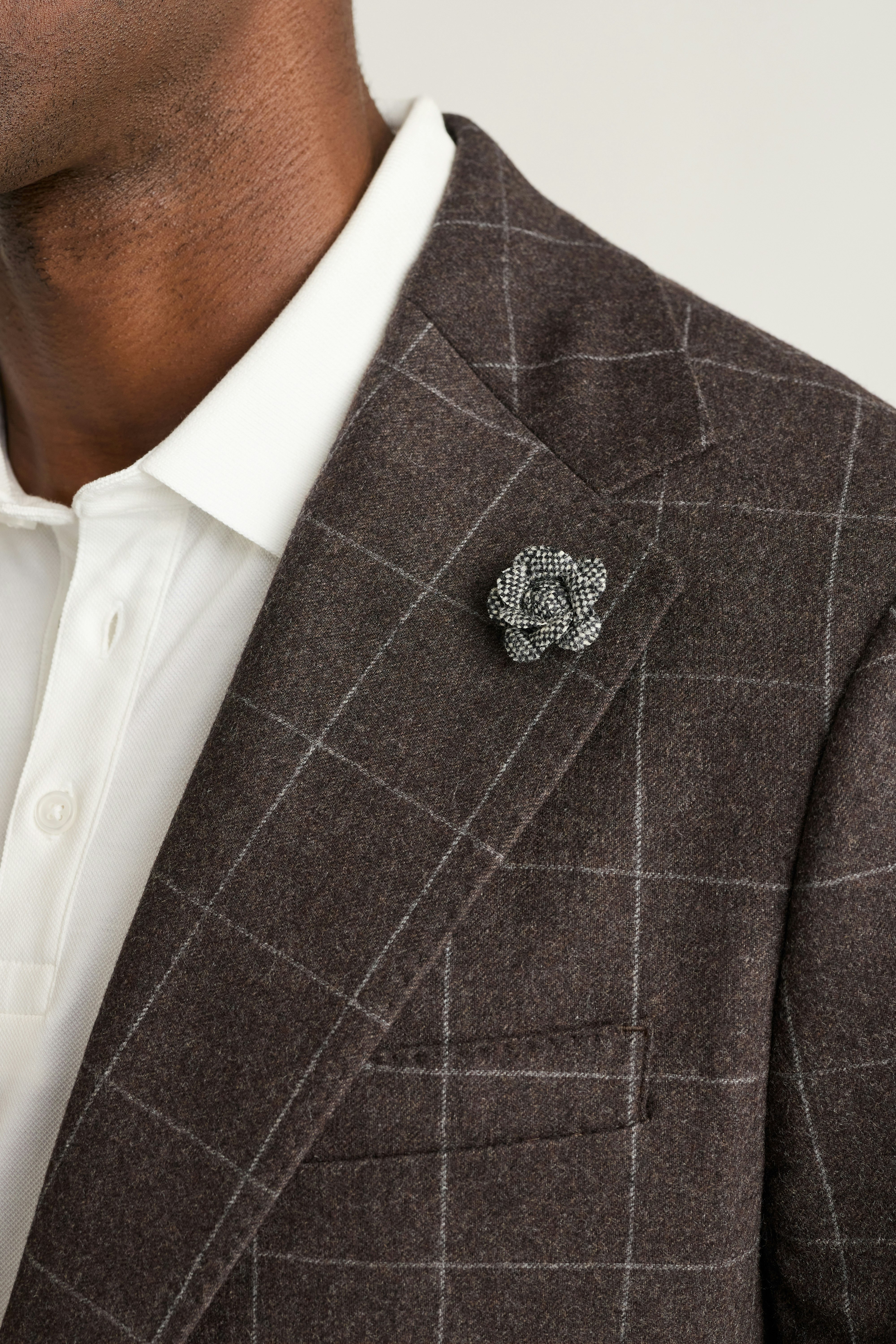 Galloway Wool Cashmere Blazer espresso brown windowpane