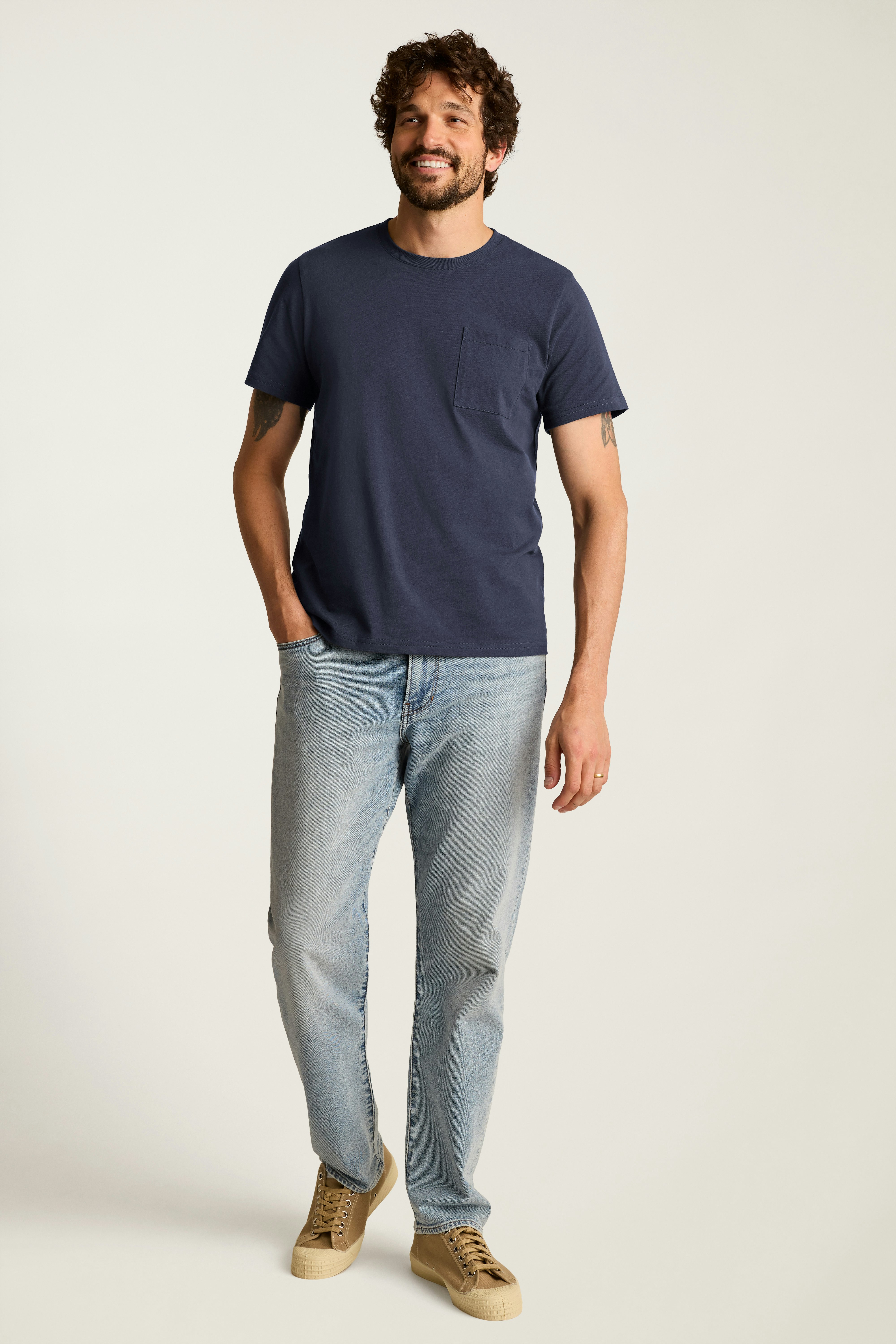 Forever Soft Cotton Pocket Tee navy