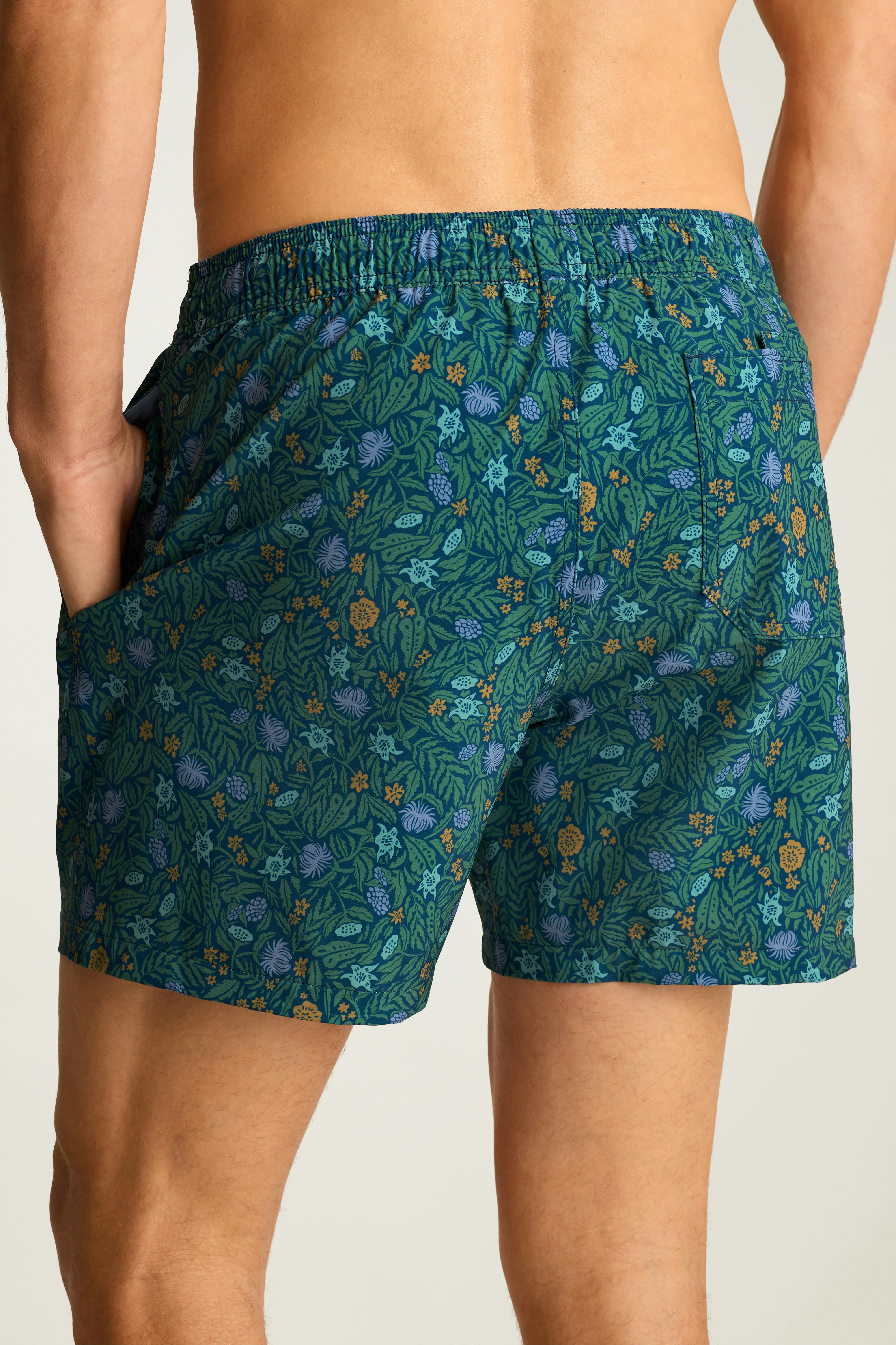Riviera Swim Trunks blue green underwater floral