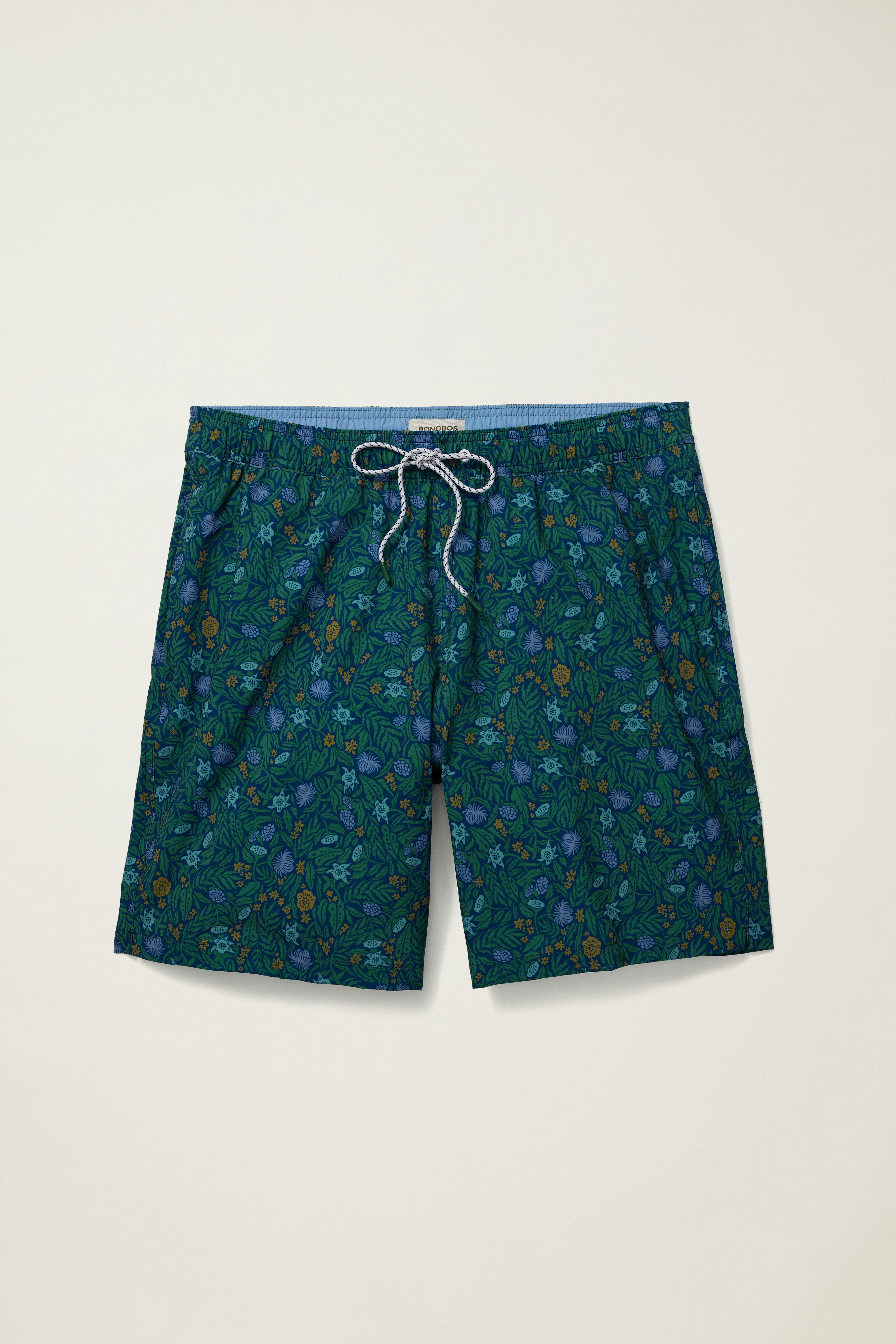 Riviera Swim Trunks blue green underwater floral